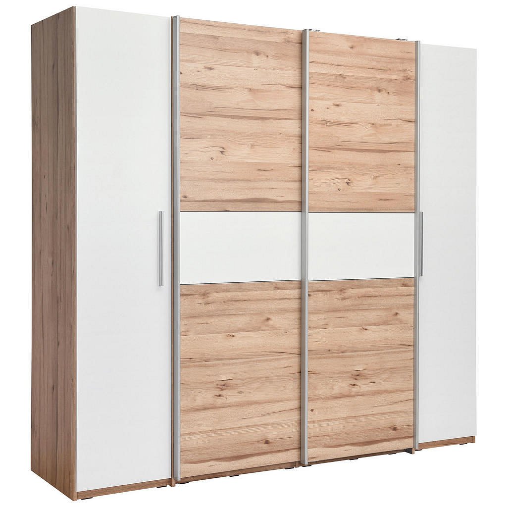 Carryhome Skříň, Bílá, Barvy Dubu - Skříně s otočnými dveřmi - 000687019901
