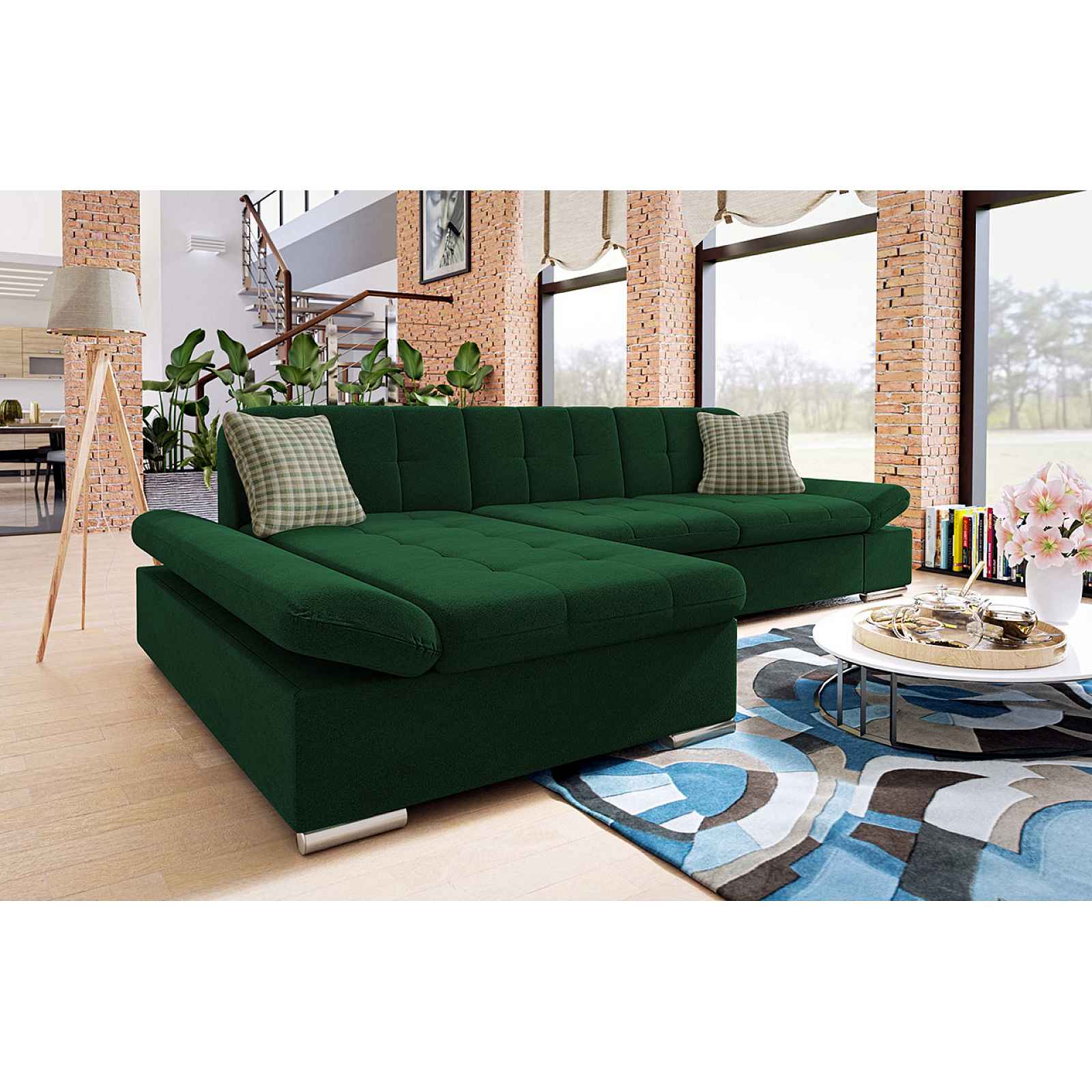 Moderní rohová sedačka Malaga, zelená