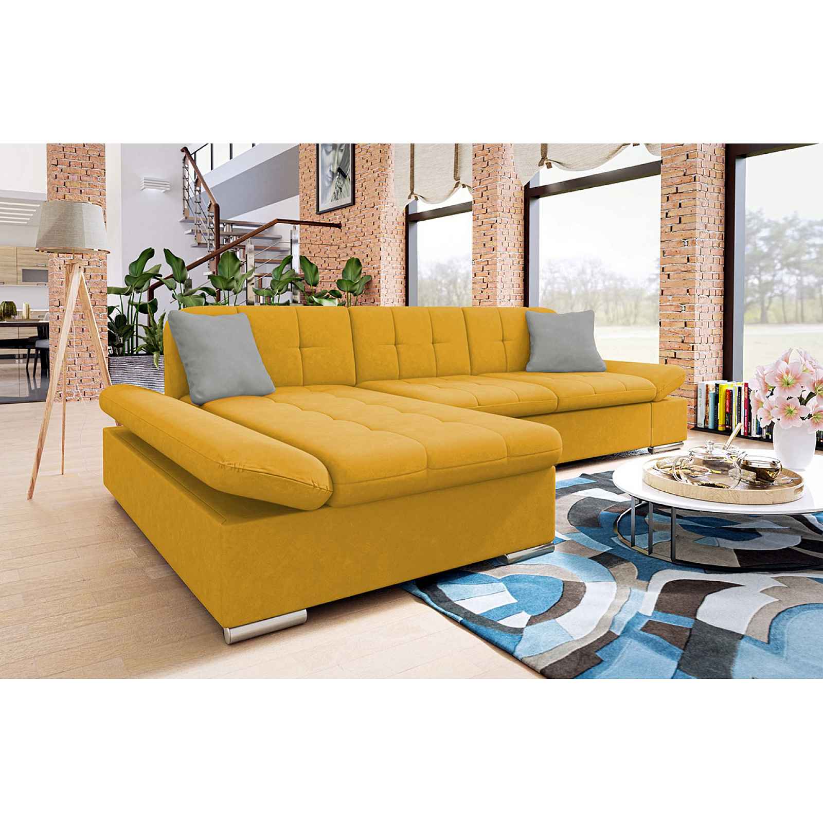 Moderní rohová sedačka Malaga, žlutá Mono