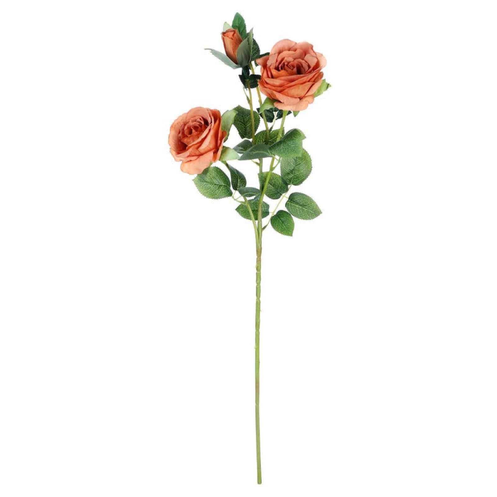 Umělá květina Růže s poupětem 65 cm, meruňková