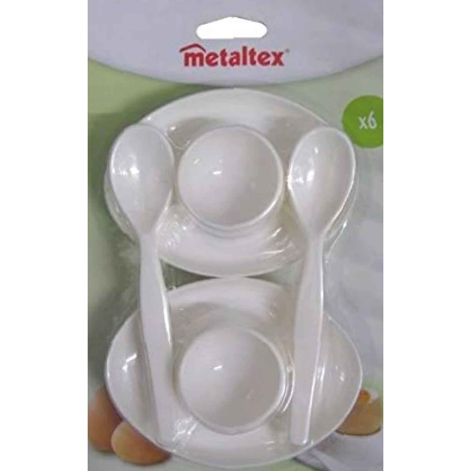 Kalíšky na vajíčka (6 kusů) se lžičkami, bílý plast