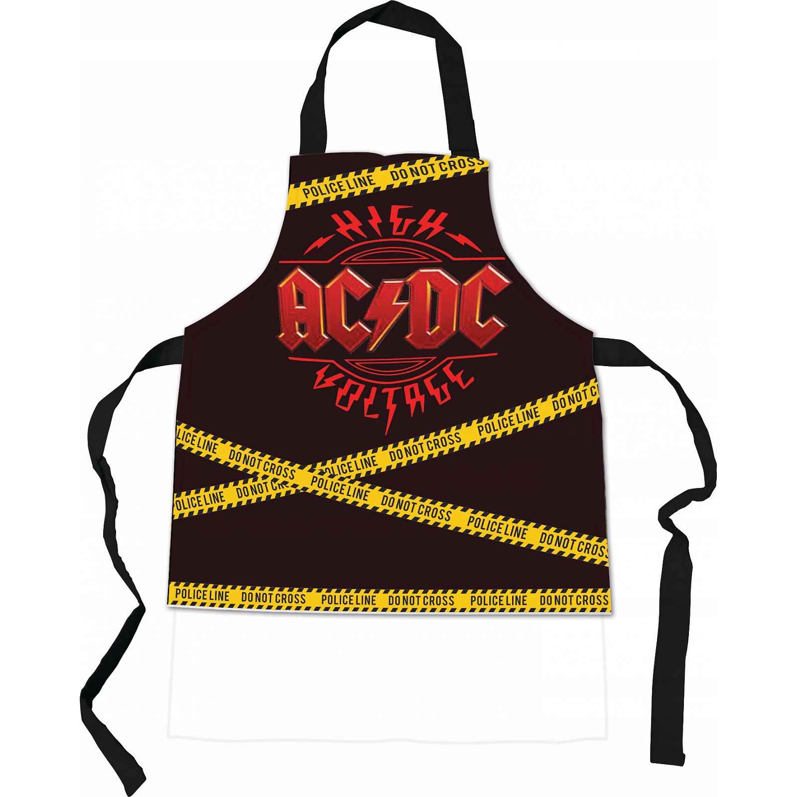 Vtipná Zástěra Ac/dc High Voltage Police Line Pro Not Cross Originál