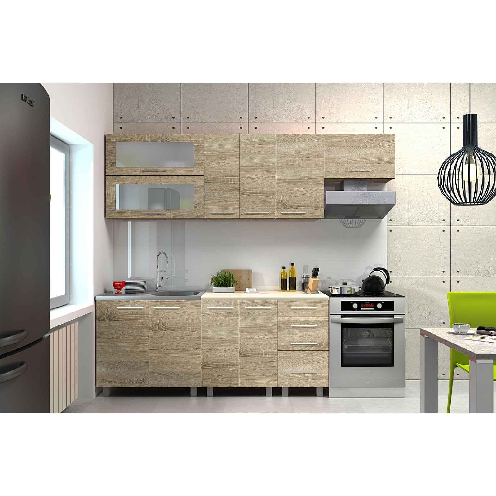 Kuchynská linka Lessa, 240/180cm, dub sonoma
