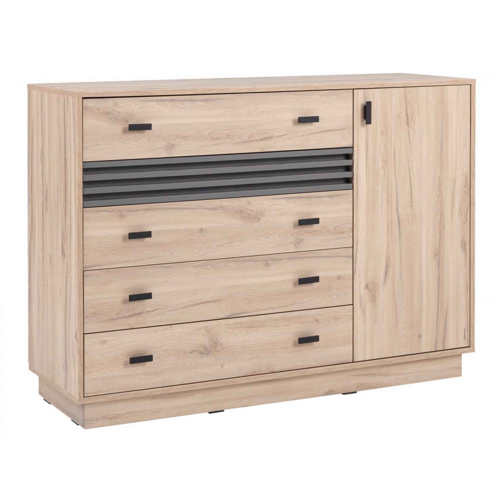 Komoda se šuplíky Almo, 135 cm, dub estana/antracit