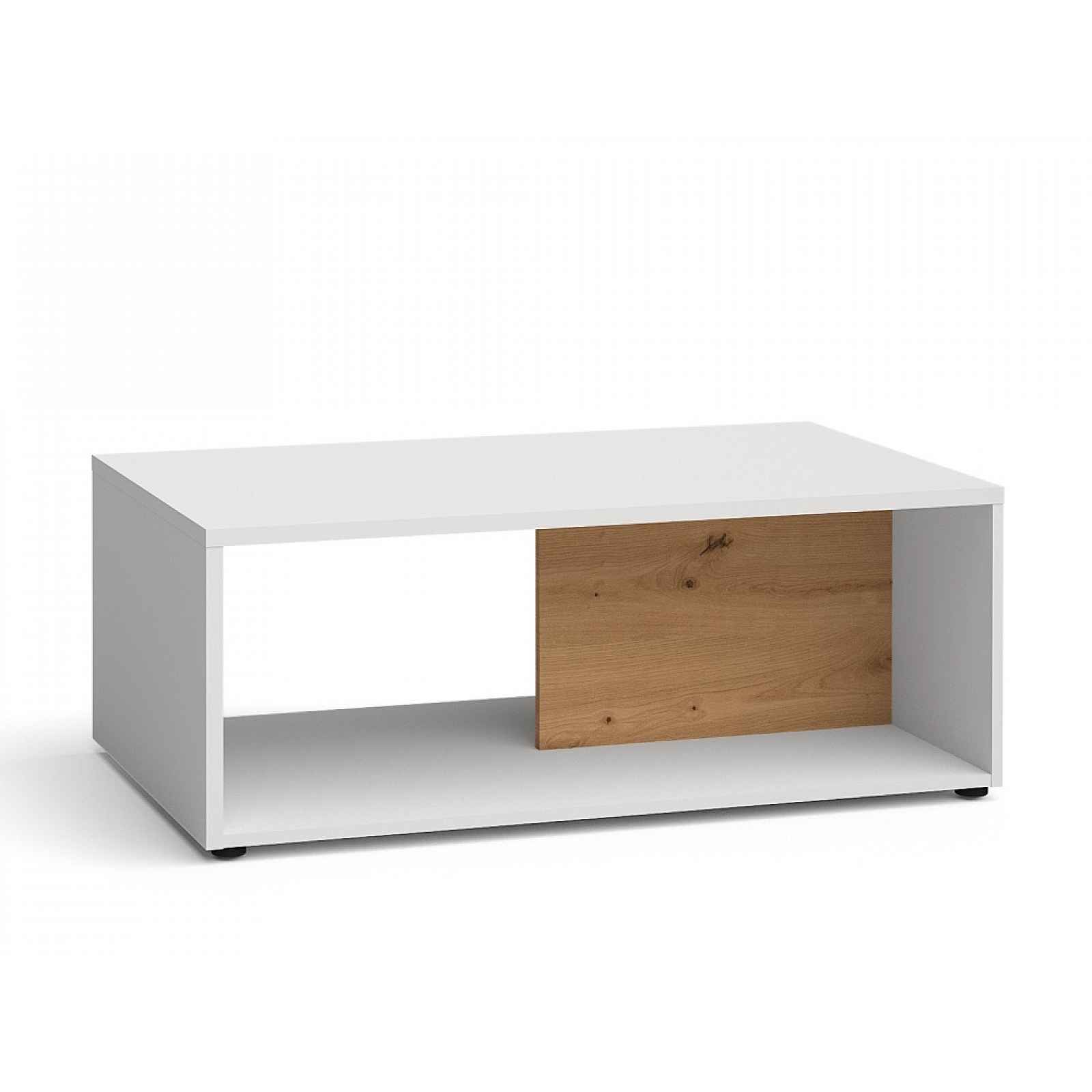 Konferenční stolek LUCENCE, bílá/dub artisan