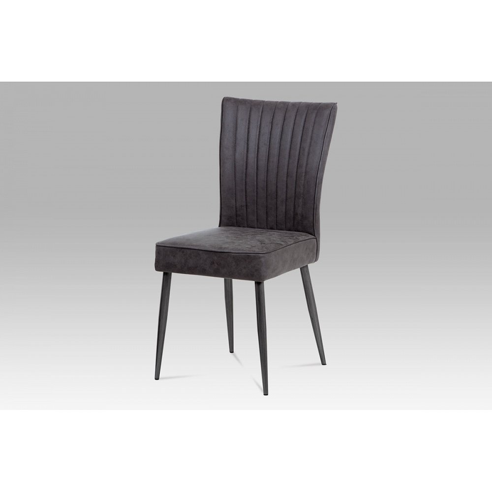 Jídelní židle HC-323 GREY3, šedá imitace kůže/broušený nerez antik