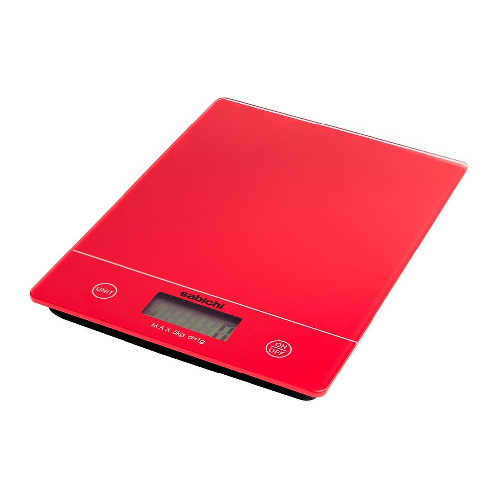 Červená digitální kuchyňská váha Sabichi