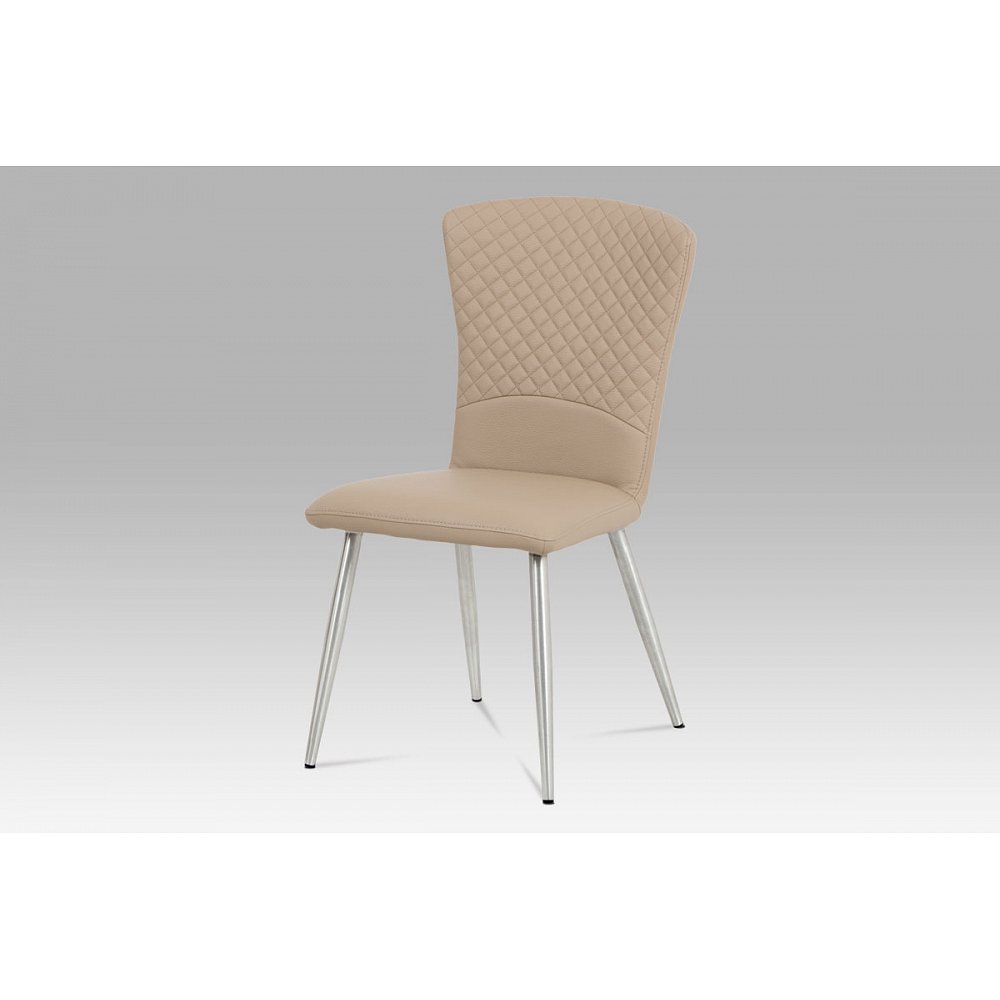 Jídelní židle HC-666 CAP, koženka cappuccino/broušený nerez
