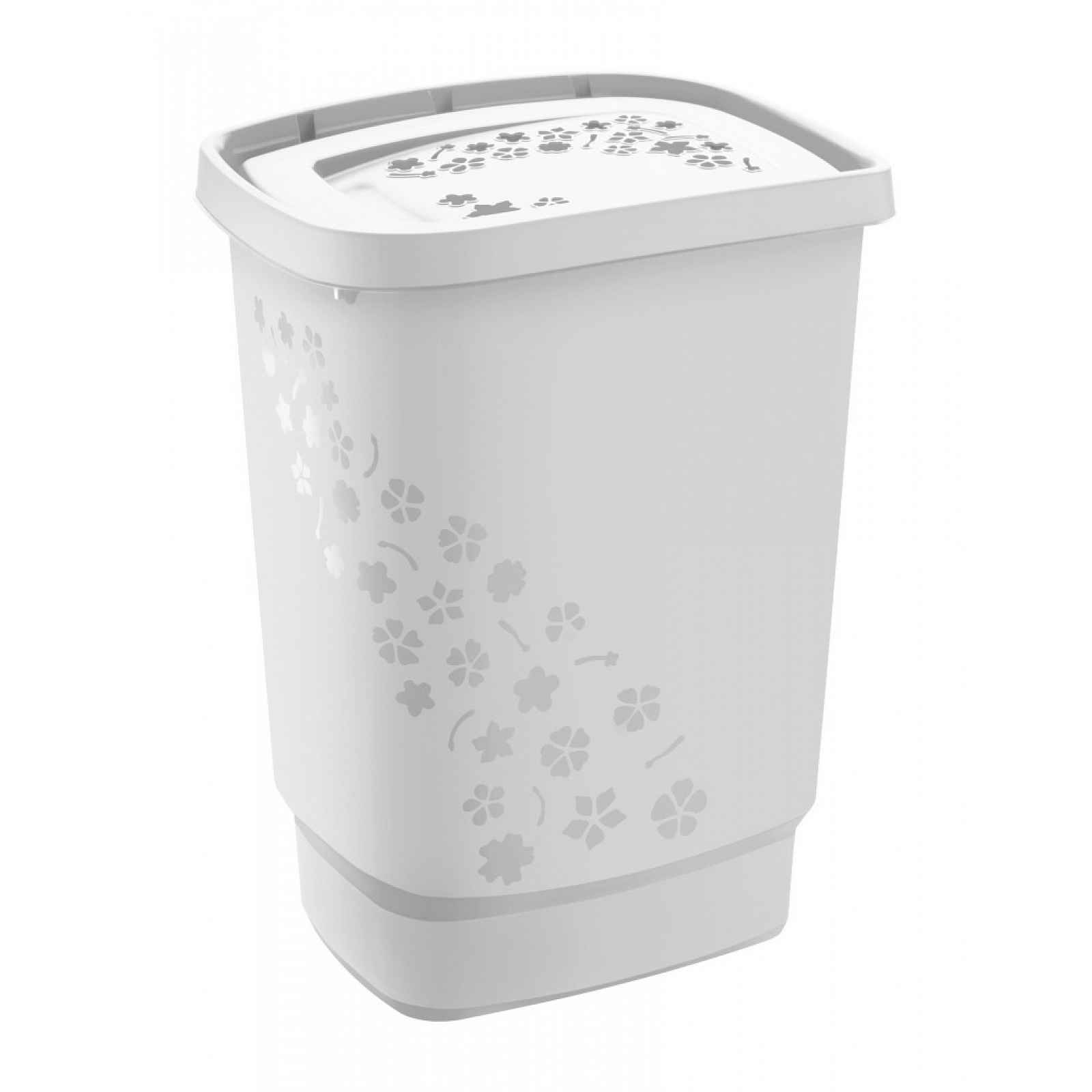 Koš na prádlo Flowers 55 l, bílý
