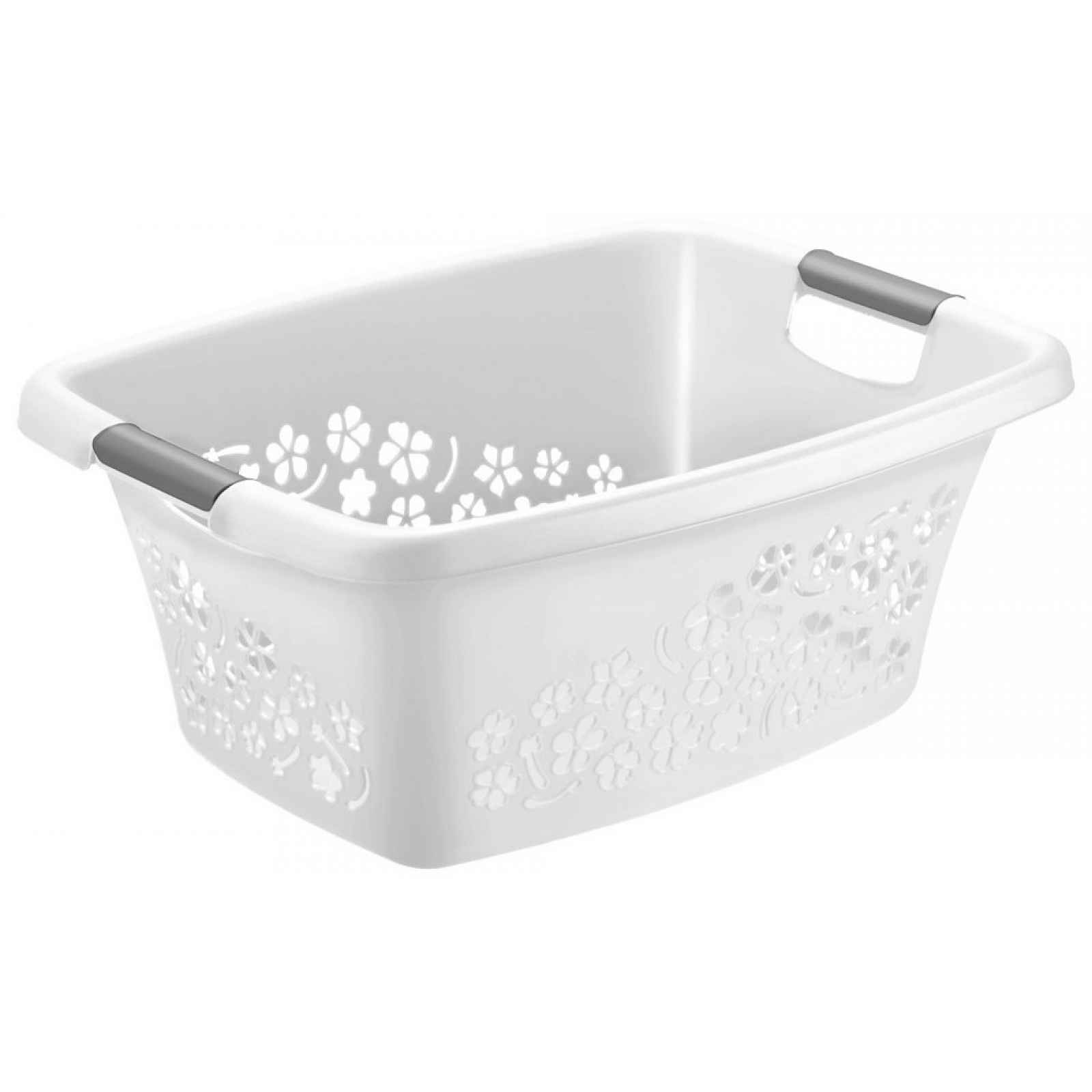 Koš na prádlo Flowers 25 l, bílý