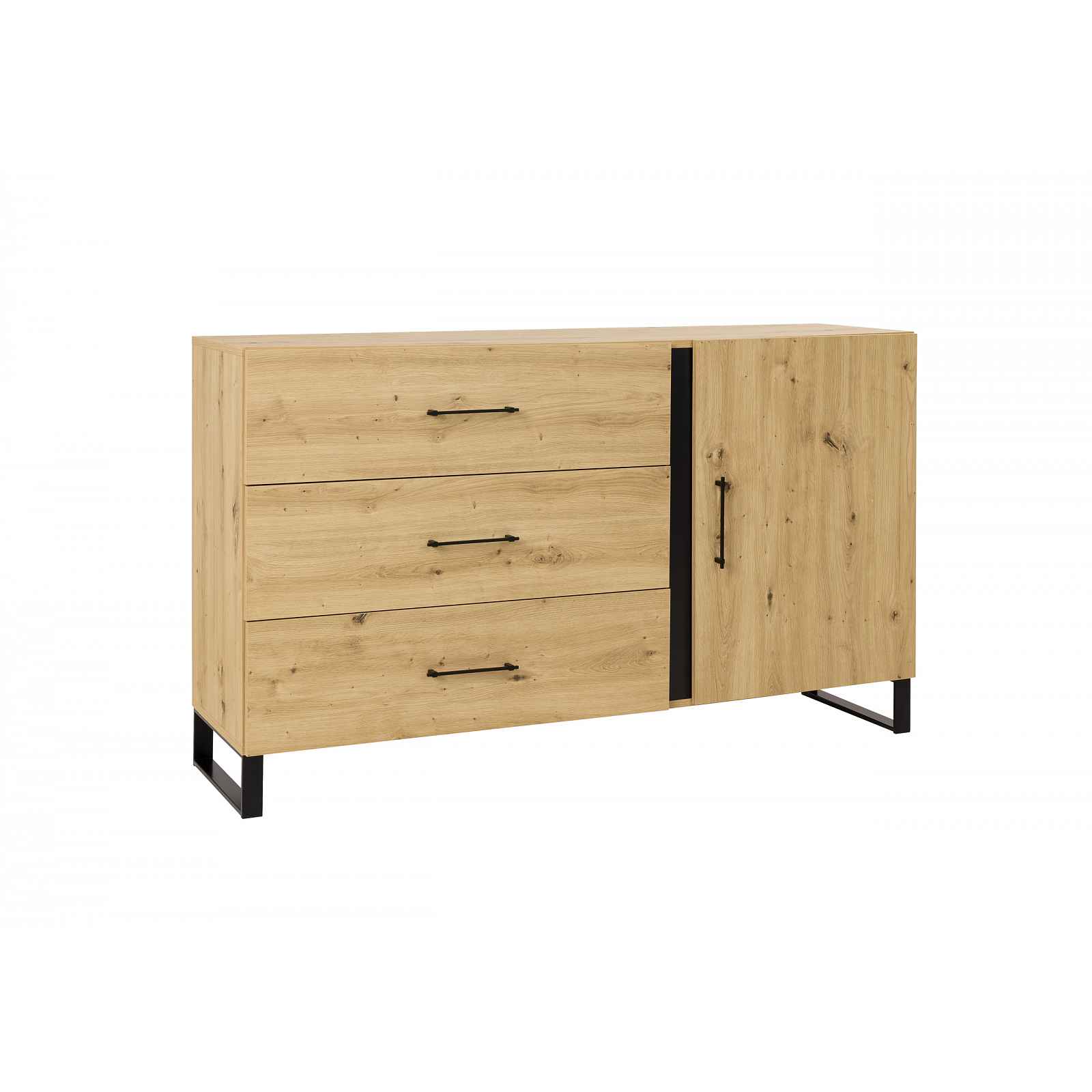 Komoda František 5 dub artisan/černý HELCEL