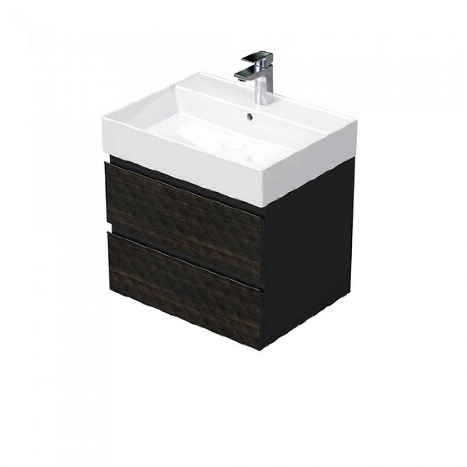 Koupelnová skříňka s umyvadlem SAT Cube Way 60x47,5x46 cm hnědá mat CUBE3D46602ZHSAT