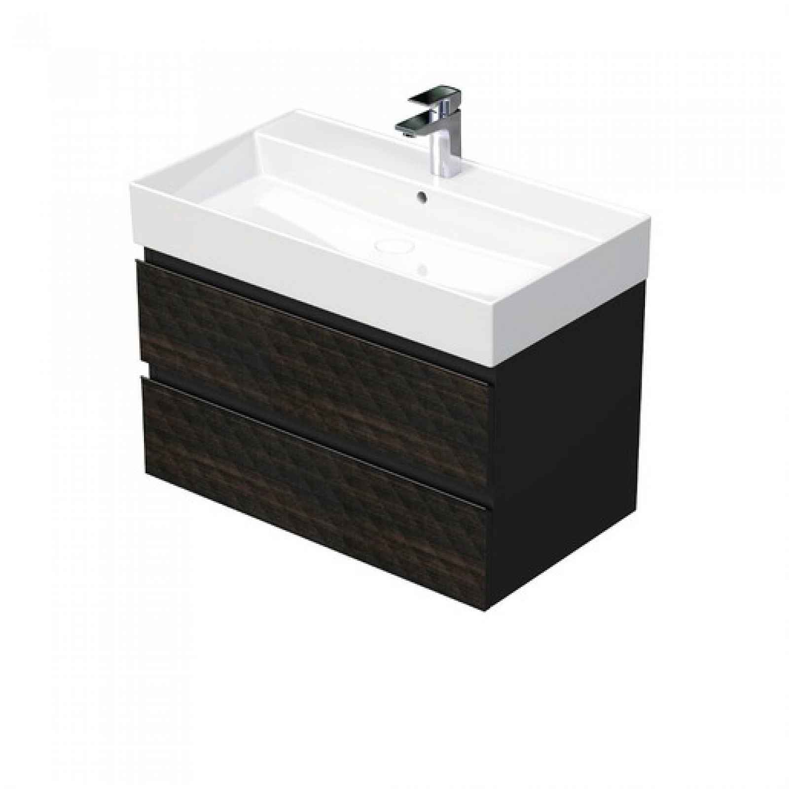 Koupelnová skříňka s umyvadlem SAT Cube Way 80x47,5x46 cm hnědá mat CUBE3D46802ZHSAT