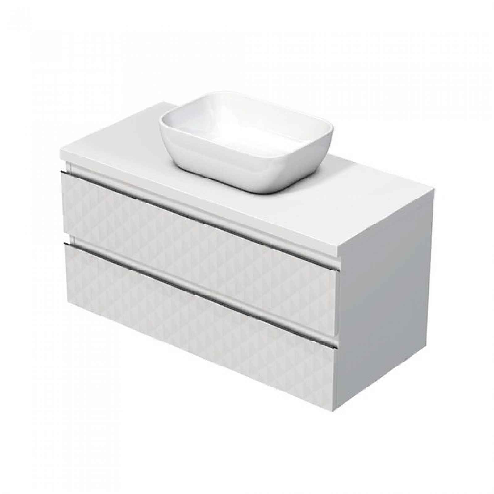 Koupelnová skříňka s krycí deskou SAT Cube Way 100x47,5x46 cm bílá mat CUBE3D461002ZBKD