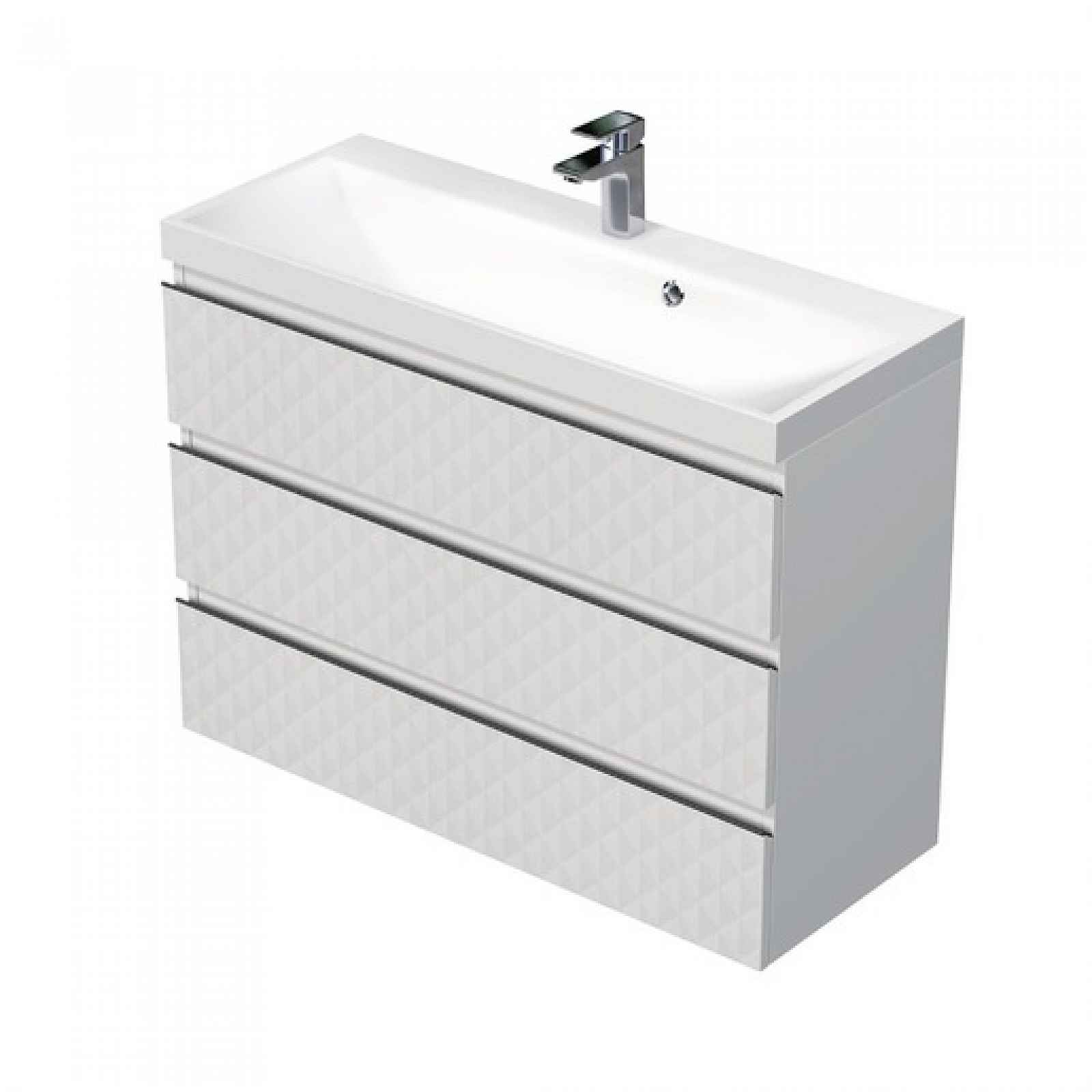 Koupelnová skříňka s umyvadlem SAT Cube Way 100x71x40 cm bílá mat CUBE3D1003ZB