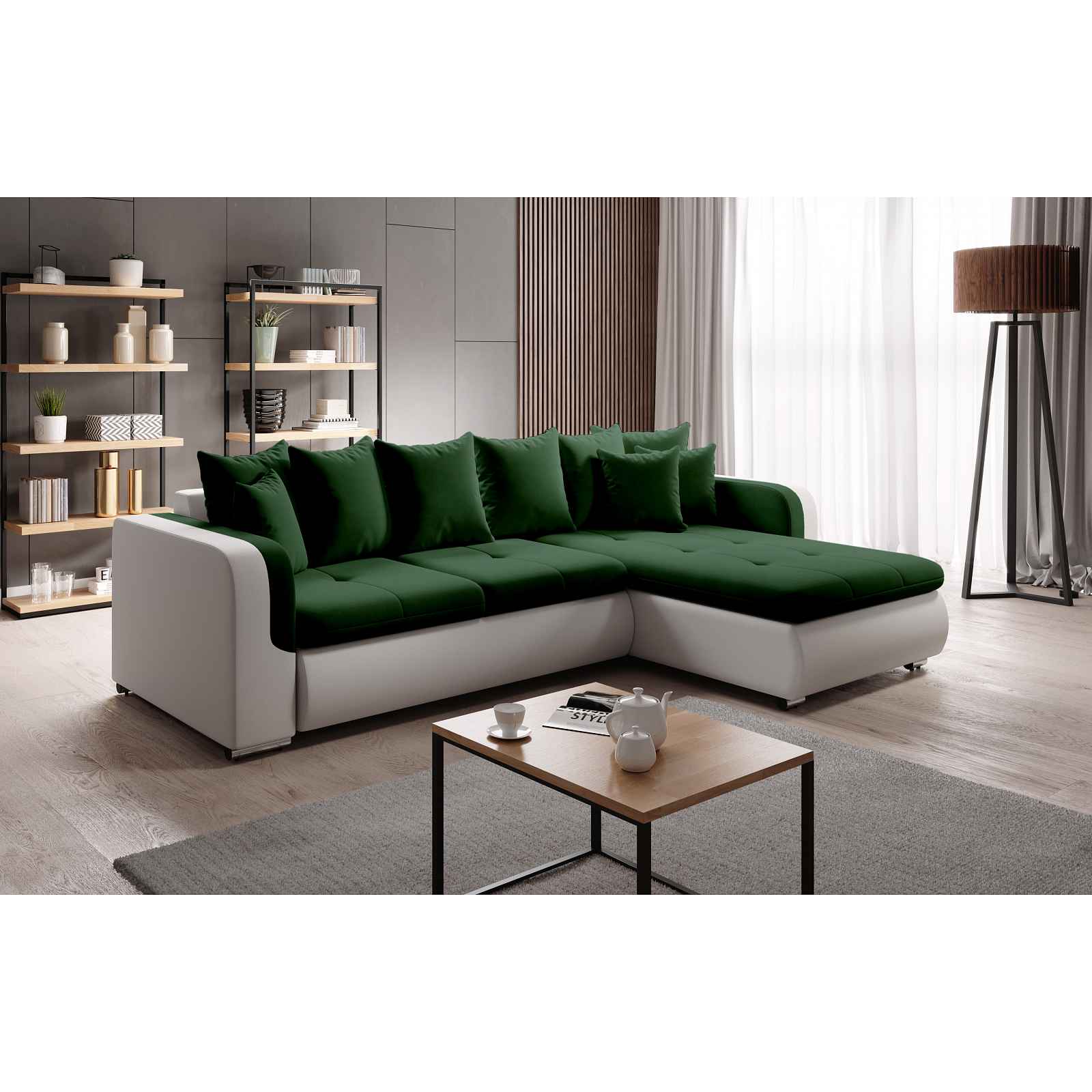 Moderní sedačka Ferino, bílá/zelená Milo