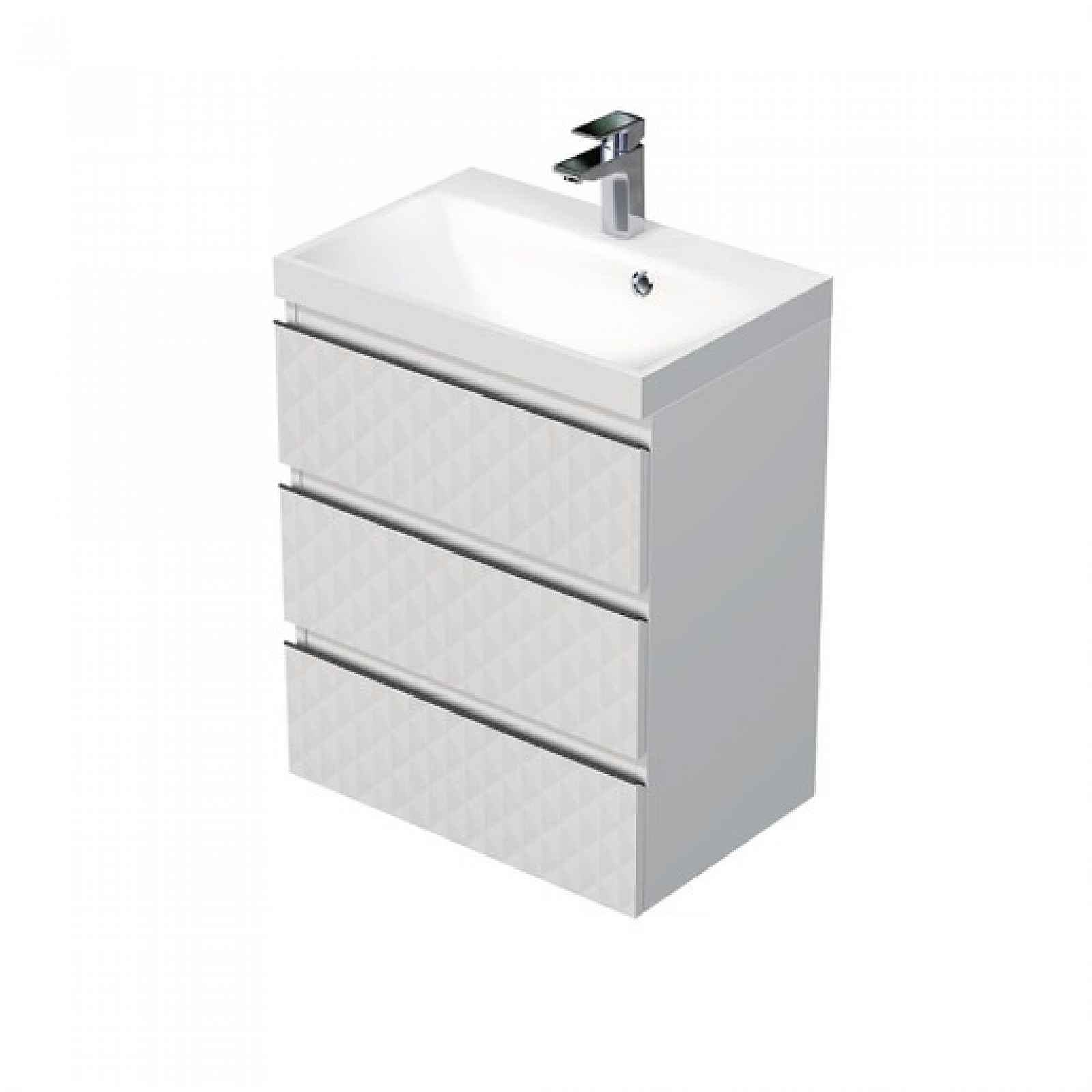 Koupelnová skříňka s umyvadlem SAT Cube Way 60x71x40 cm bílá mat CUBE3D603ZB