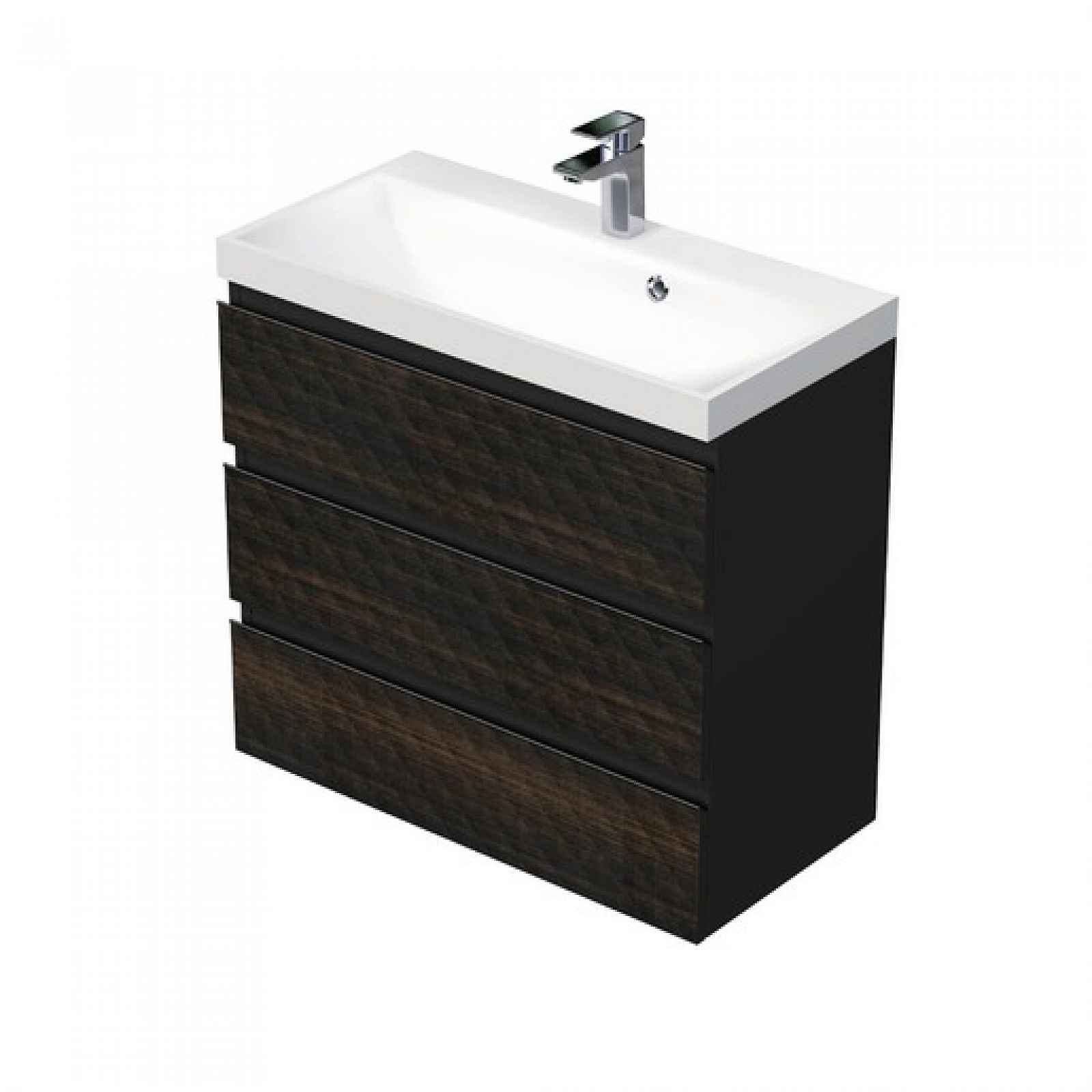 Koupelnová skříňka s umyvadlem SAT Cube Way 80x71x40 cm hnědá mat CUBE3D803ZH