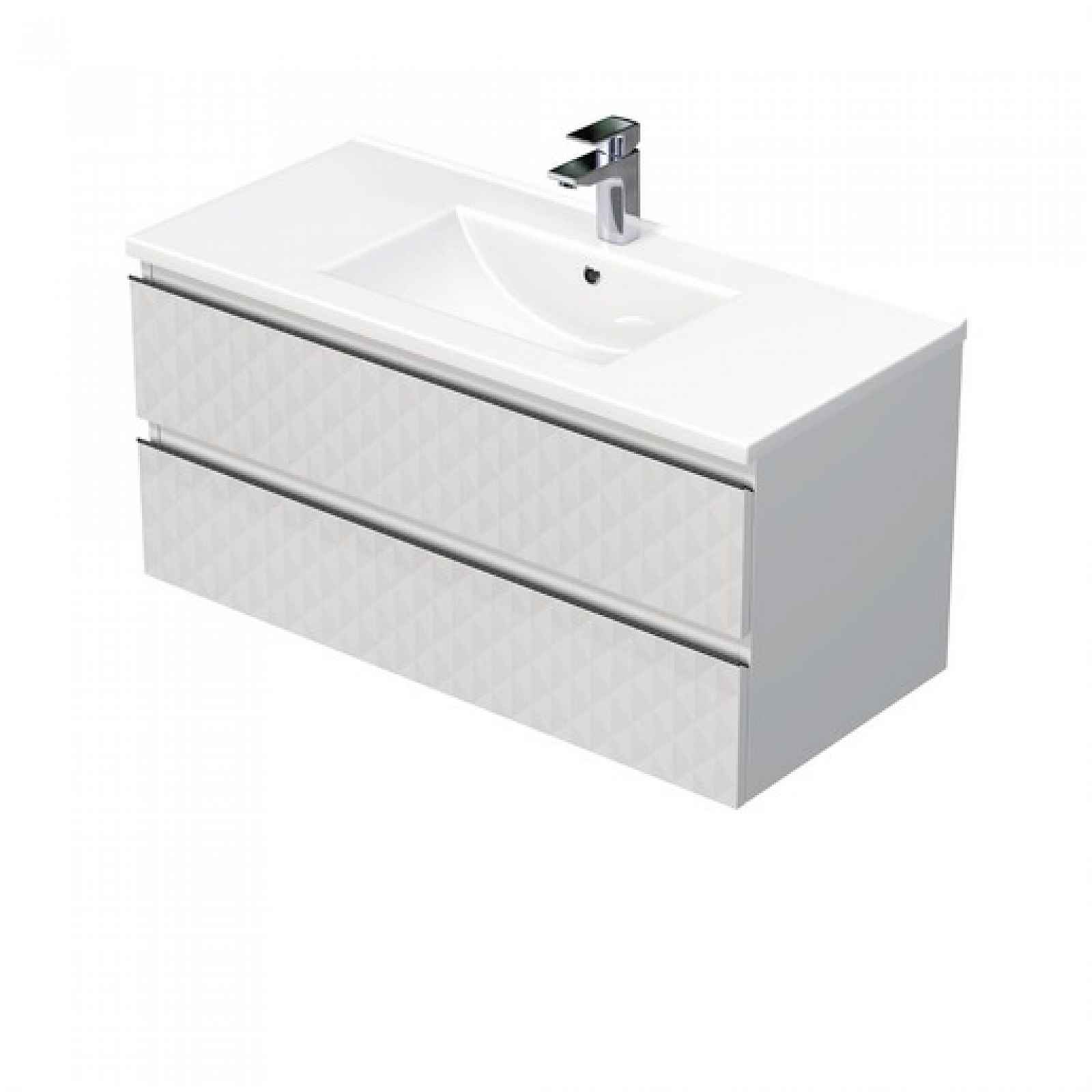 Koupelnová skříňka s umyvadlem SAT Cube Way 100x47,5x46 cm bílá mat CUBE3D1002ZBMOD
