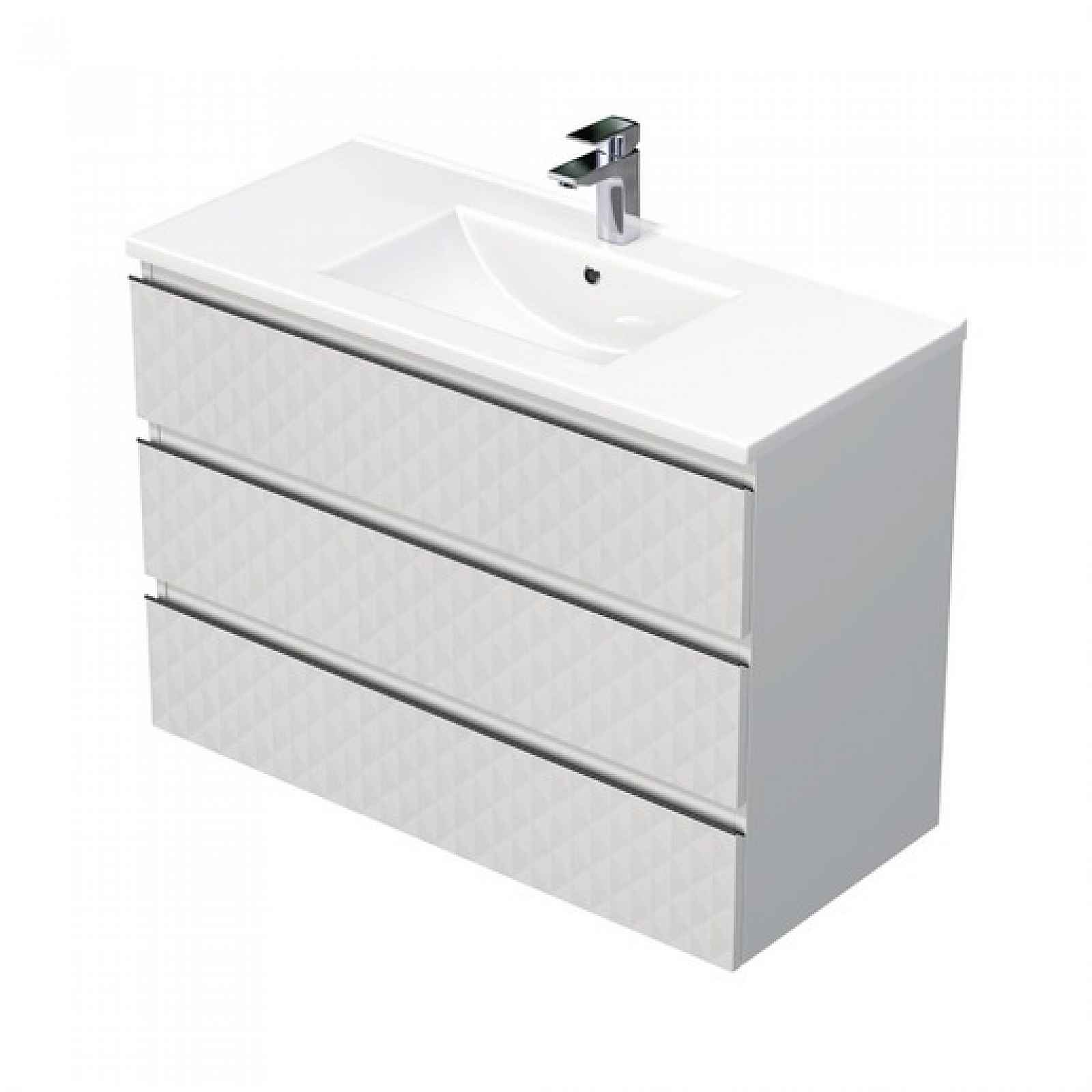 Koupelnová skříňka s umyvadlem SAT Cube Way 100x71x46 cm bílá mat CUBE3D1003ZBMOD