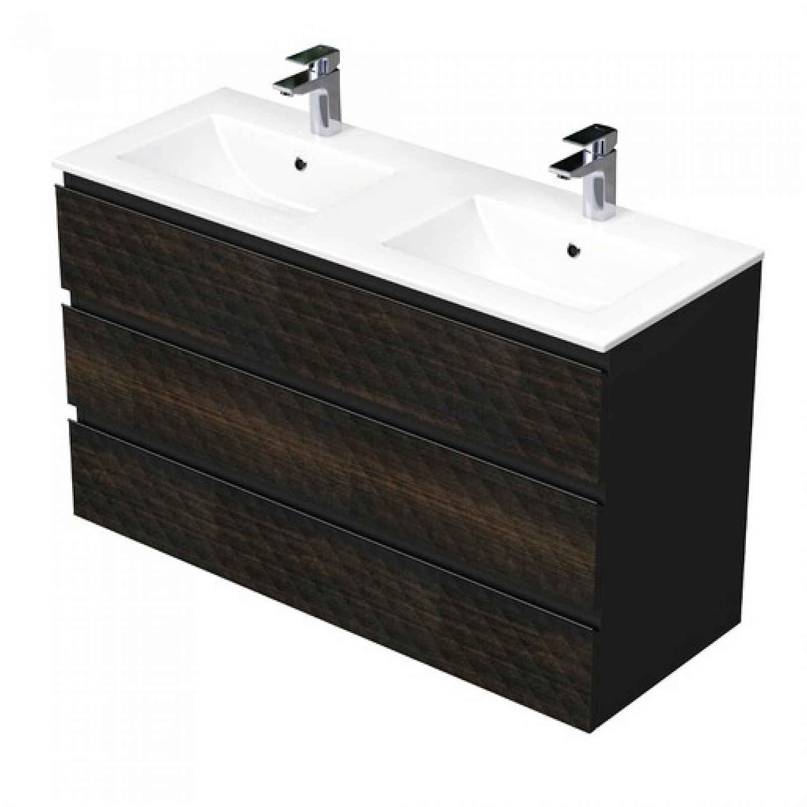 Koupelnová skříňka s umyvadlem SAT Cube Way 120x71x46 cm hnědá mat CUBE3D1203ZHMOD