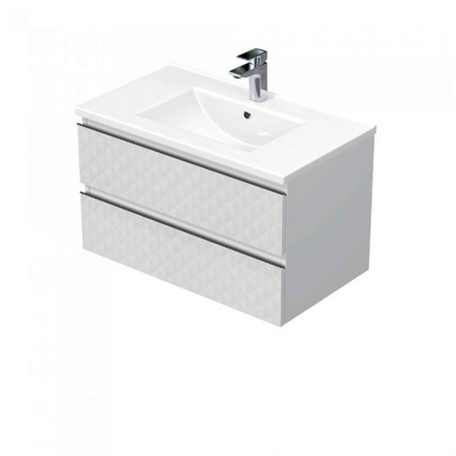 Koupelnová skříňka s umyvadlem SAT Cube Way 80x47,5x46 cm bílá mat CUBE3D802ZBMOD
