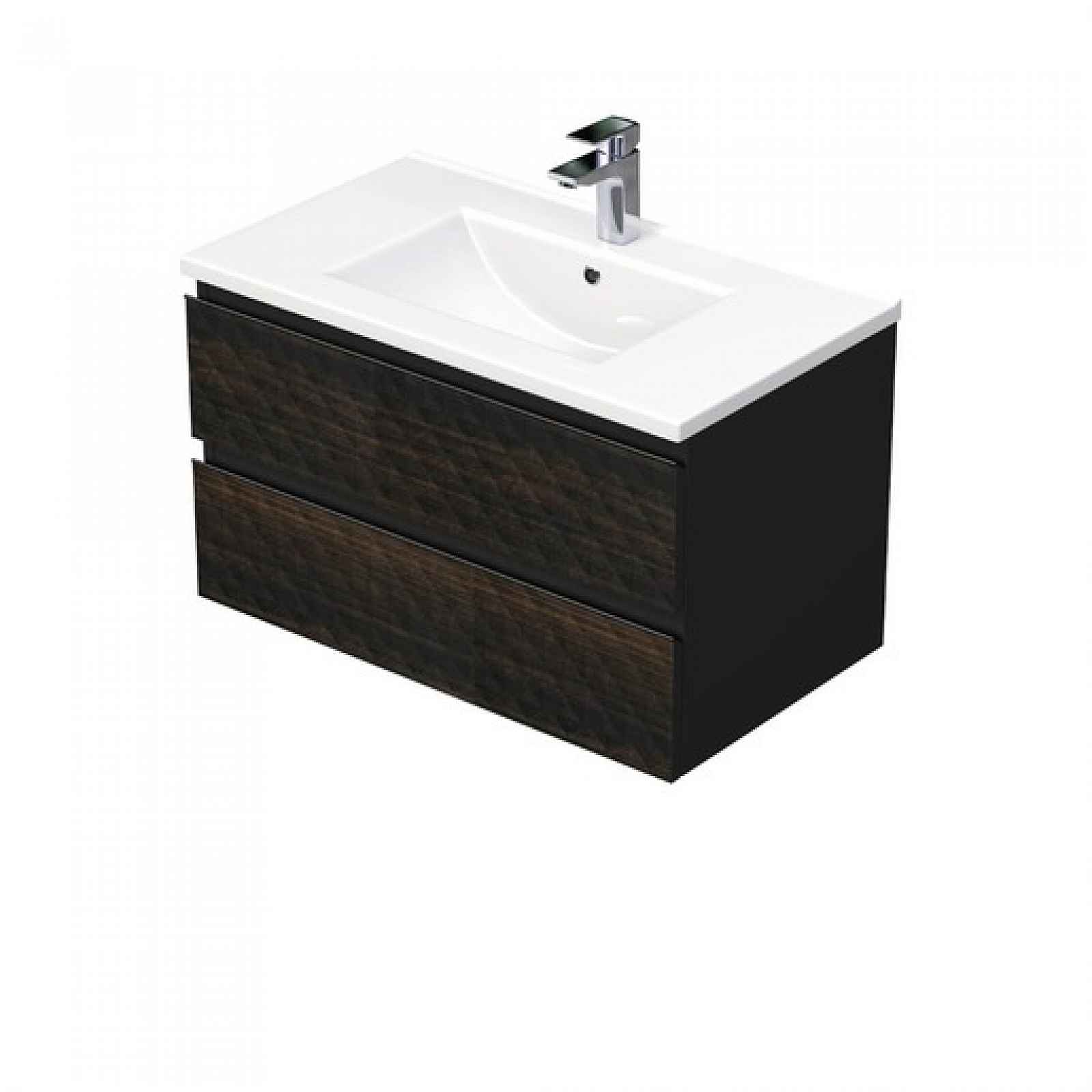 Koupelnová skříňka s umyvadlem SAT Cube Way 80x47,5x46 cm hnědá mat CUBE3D802ZHMOD