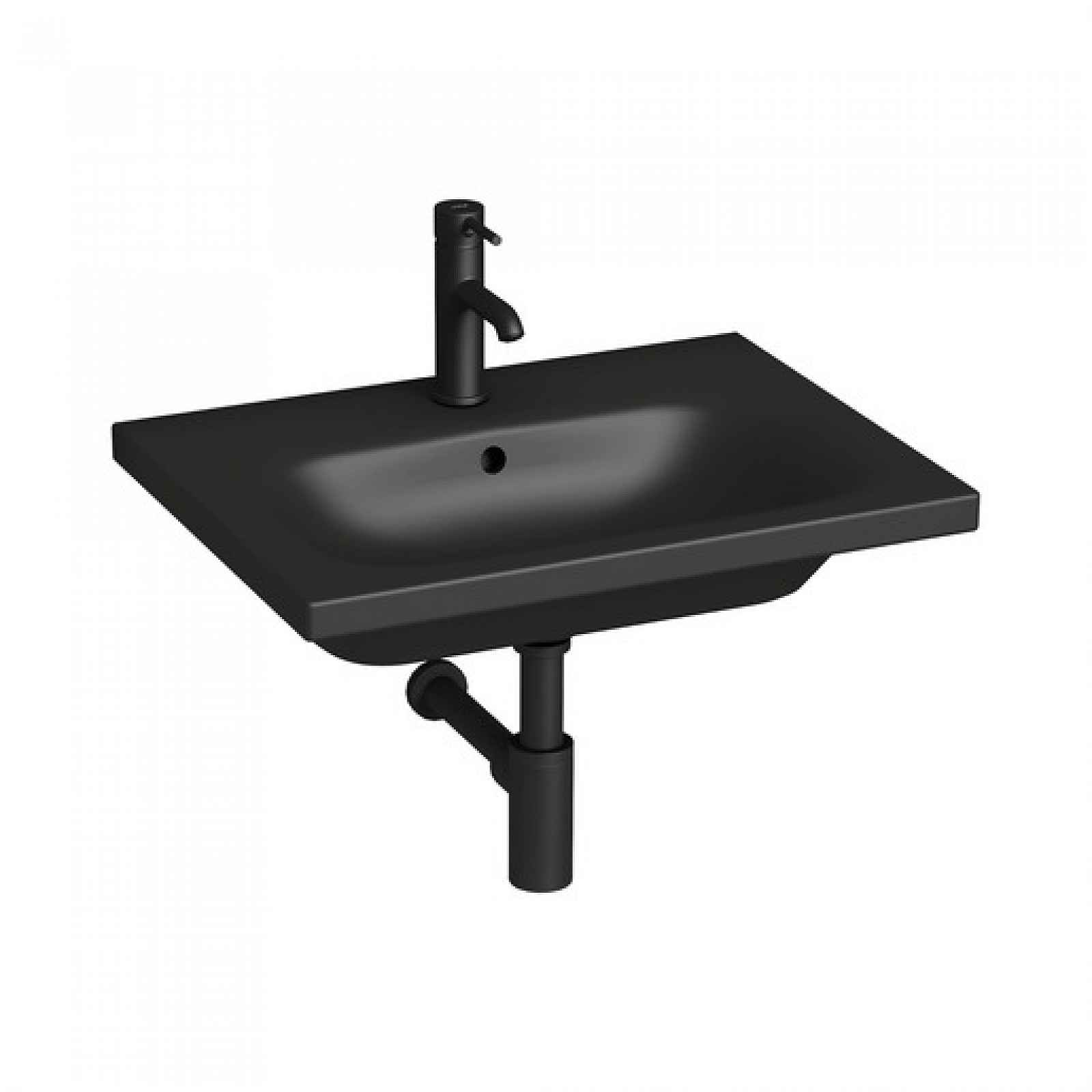 Umyvadlo Jika MIo-N 60x45 cm černá mat otvor pro baterii uprostřed H8127137161041