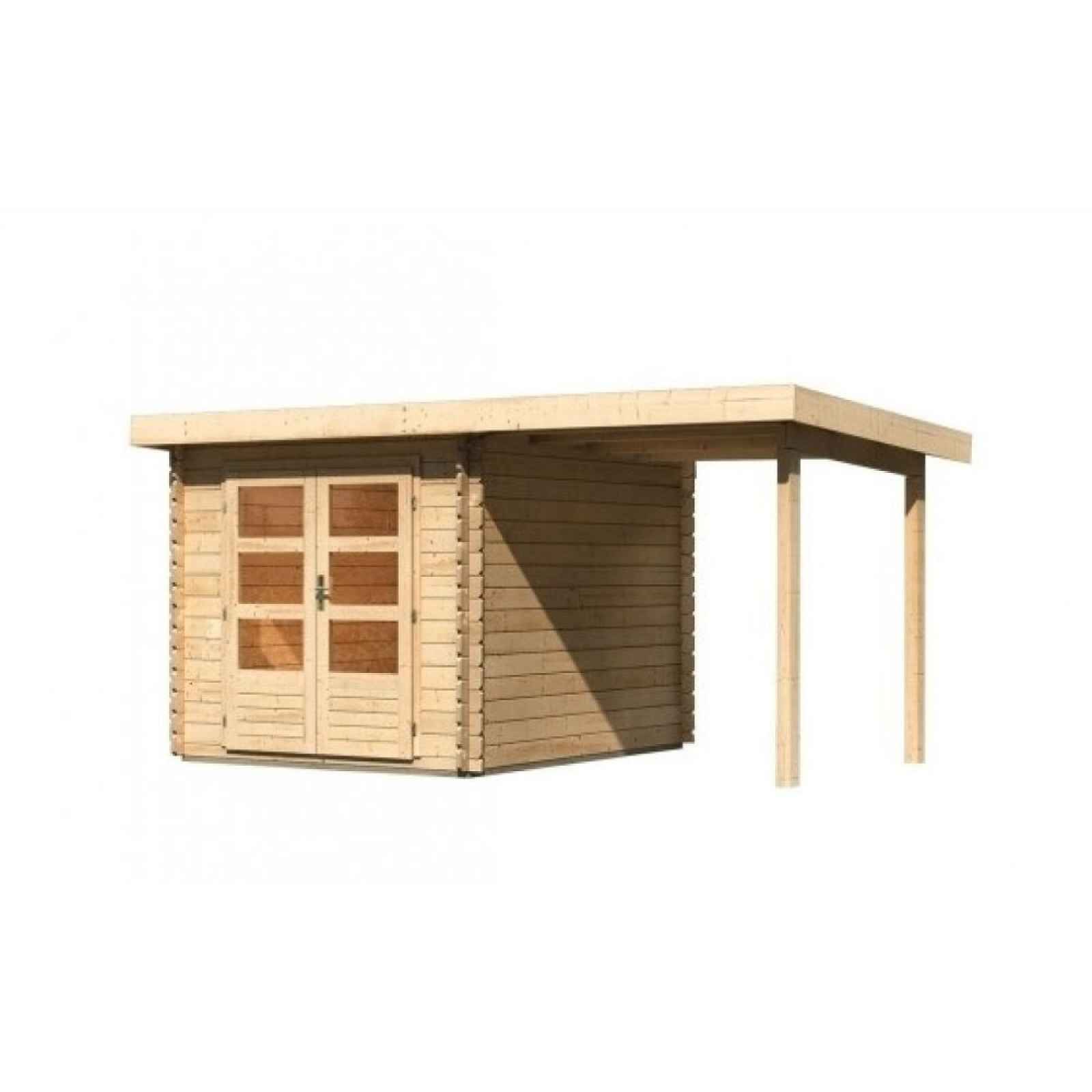 Dřevěný zahradní domek BASTRUP 4 s přístavkem Lanitplast
