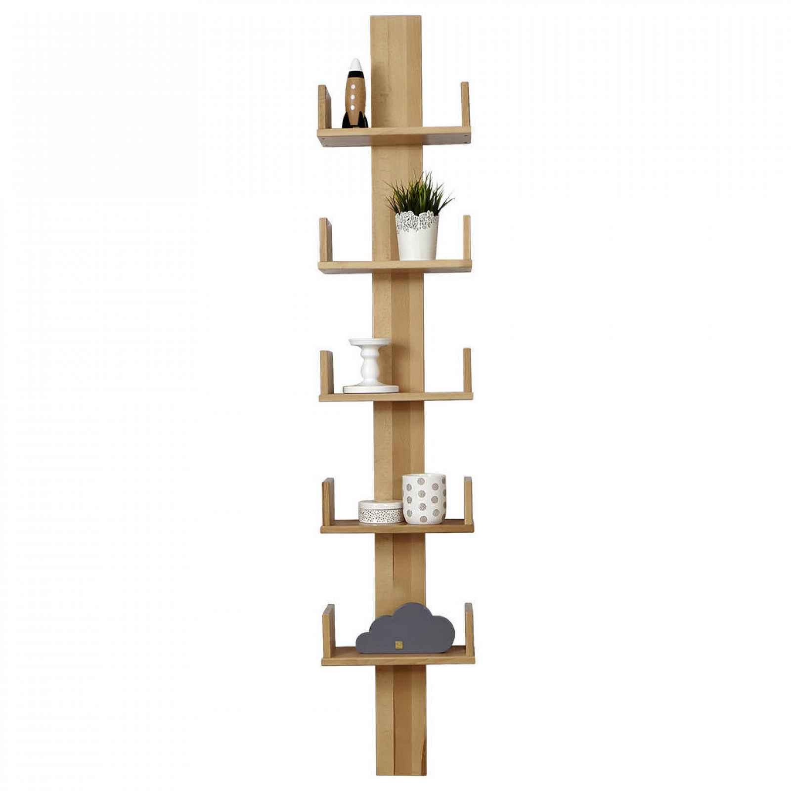 MID.YOU NÁSTĚNNÝ REGÁL, buk, přírodní barvy, 35/180/17 cm - 000406003504