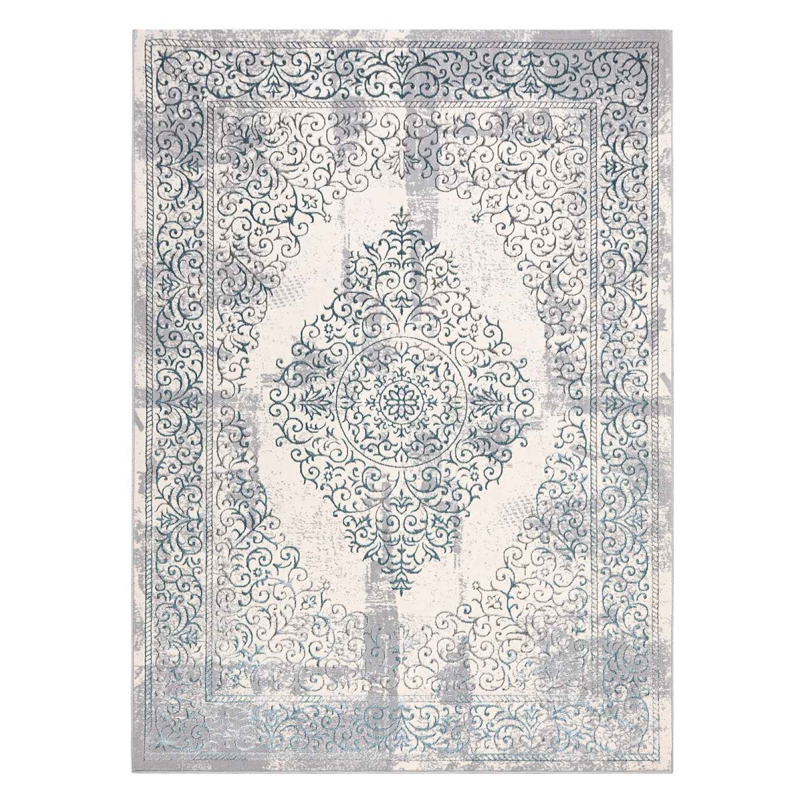 Kusový koberec Core W7161 Vintage rosette blue/cream and grey, 160x220, modrá, chodba / předsíň, Dywany Łuszczów
