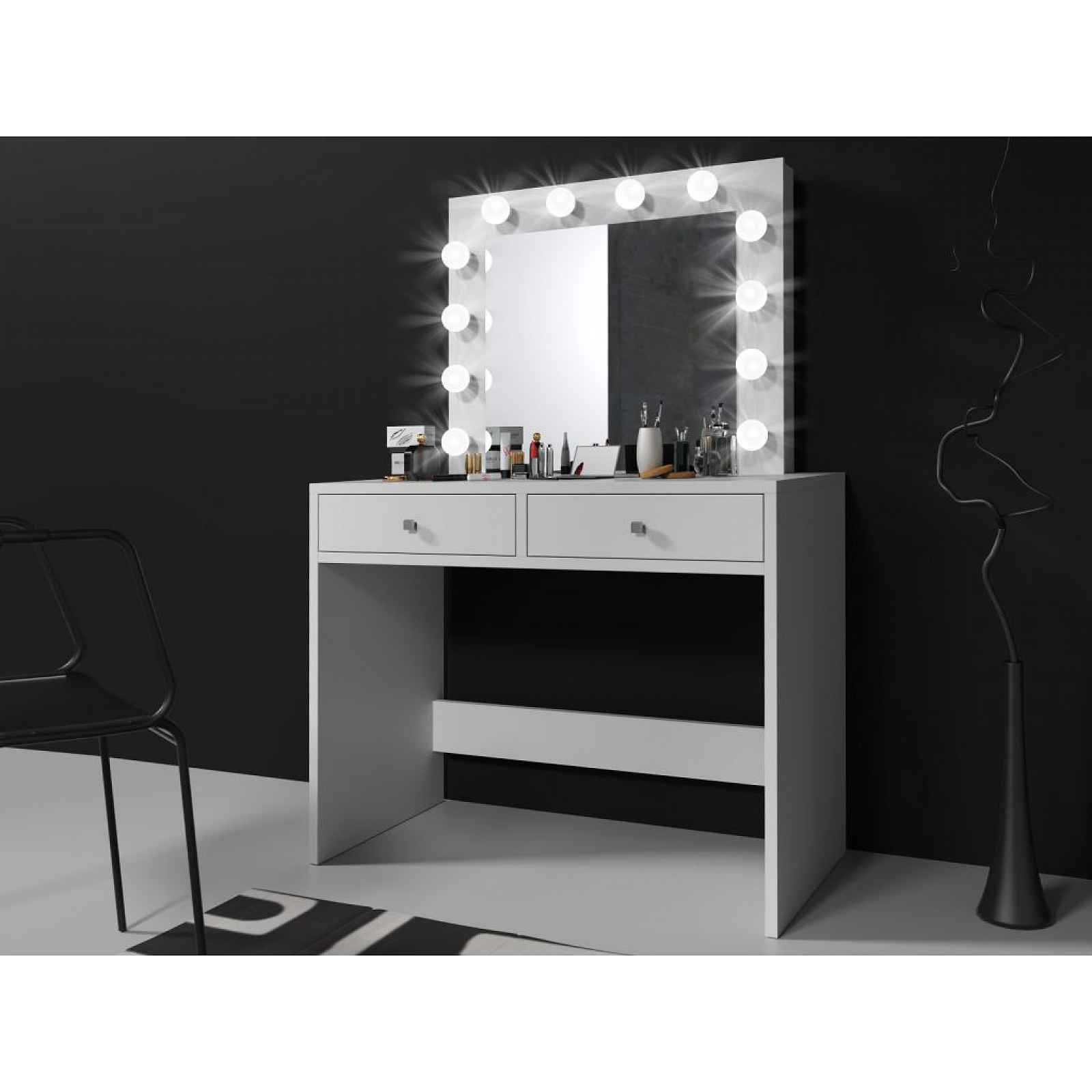 Toaletní stolek se zrcadlem BeautyFrame 12 LED, bílý