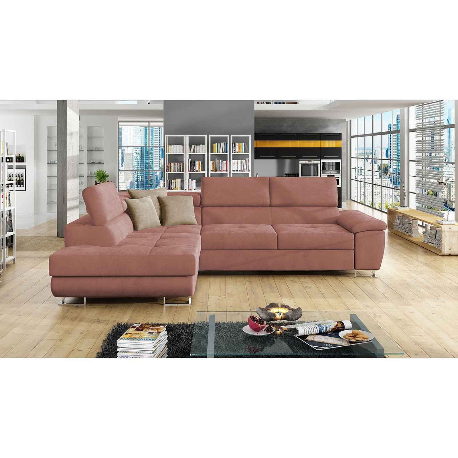 Luxusní sedací souprava Cinnamon, cihlová Uttario Velvet, levý roh HELCEL