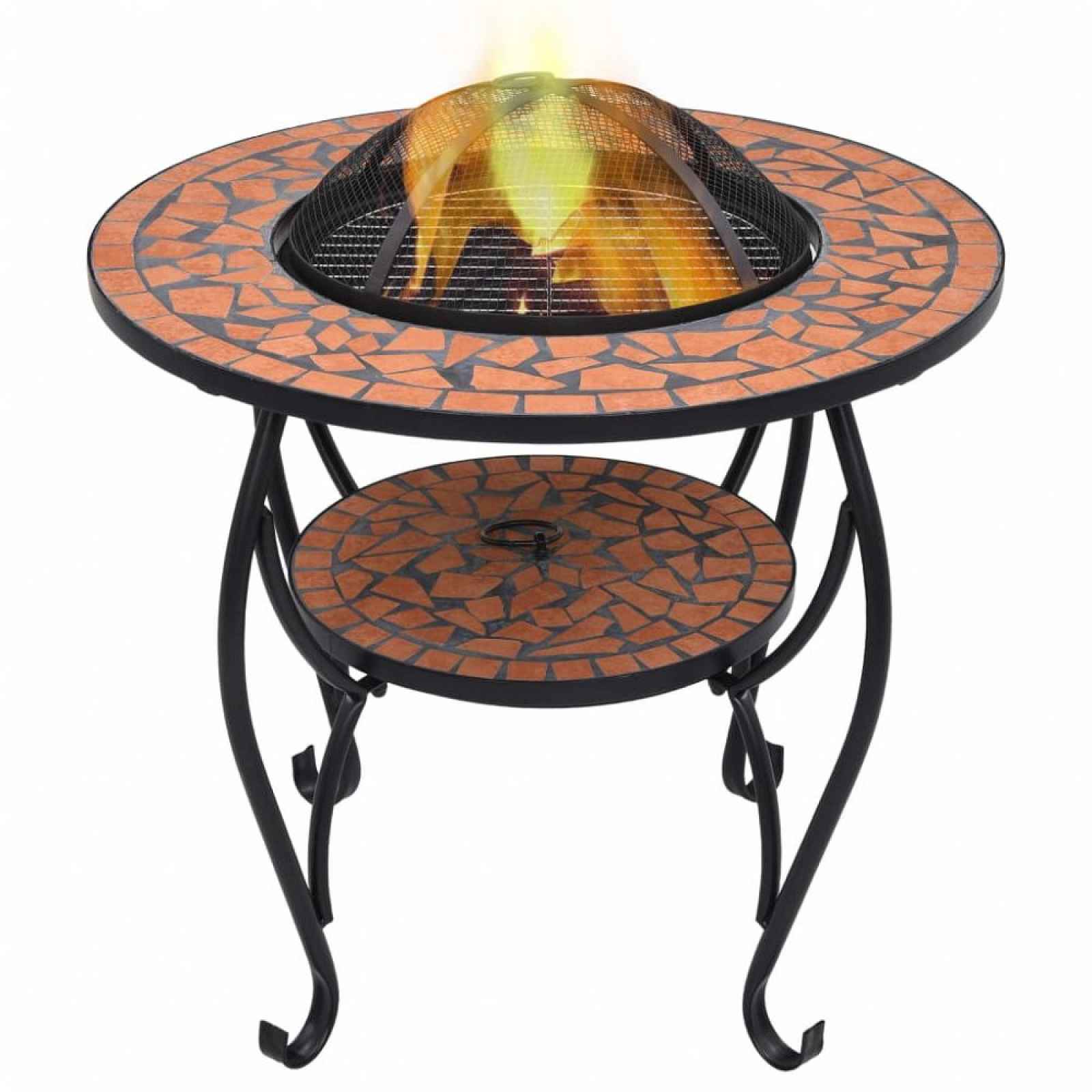 Mozaikový stolek s ohništěm Cihlová