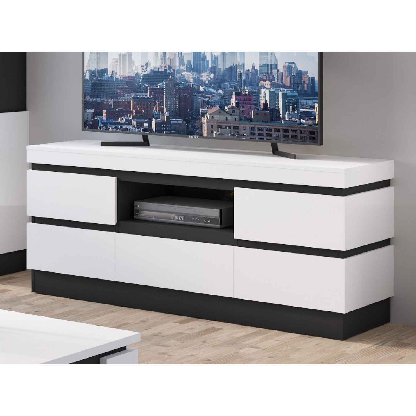 TV skříňka Campania 161 cm, bílá/antracit