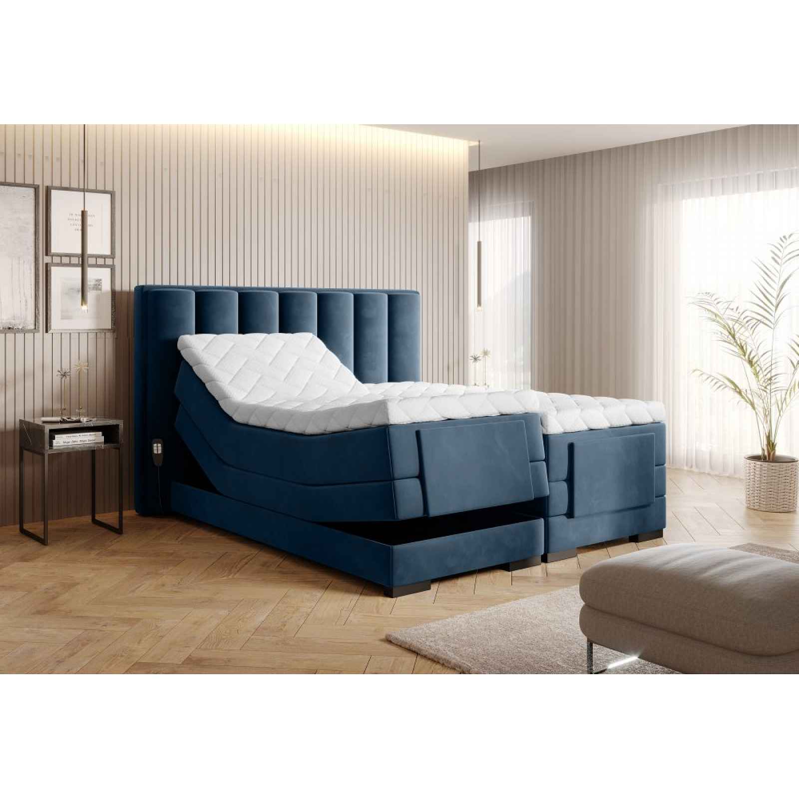 Elektrická polohovací boxspringová postel VERONA Eltap Lukso 40 - modrá