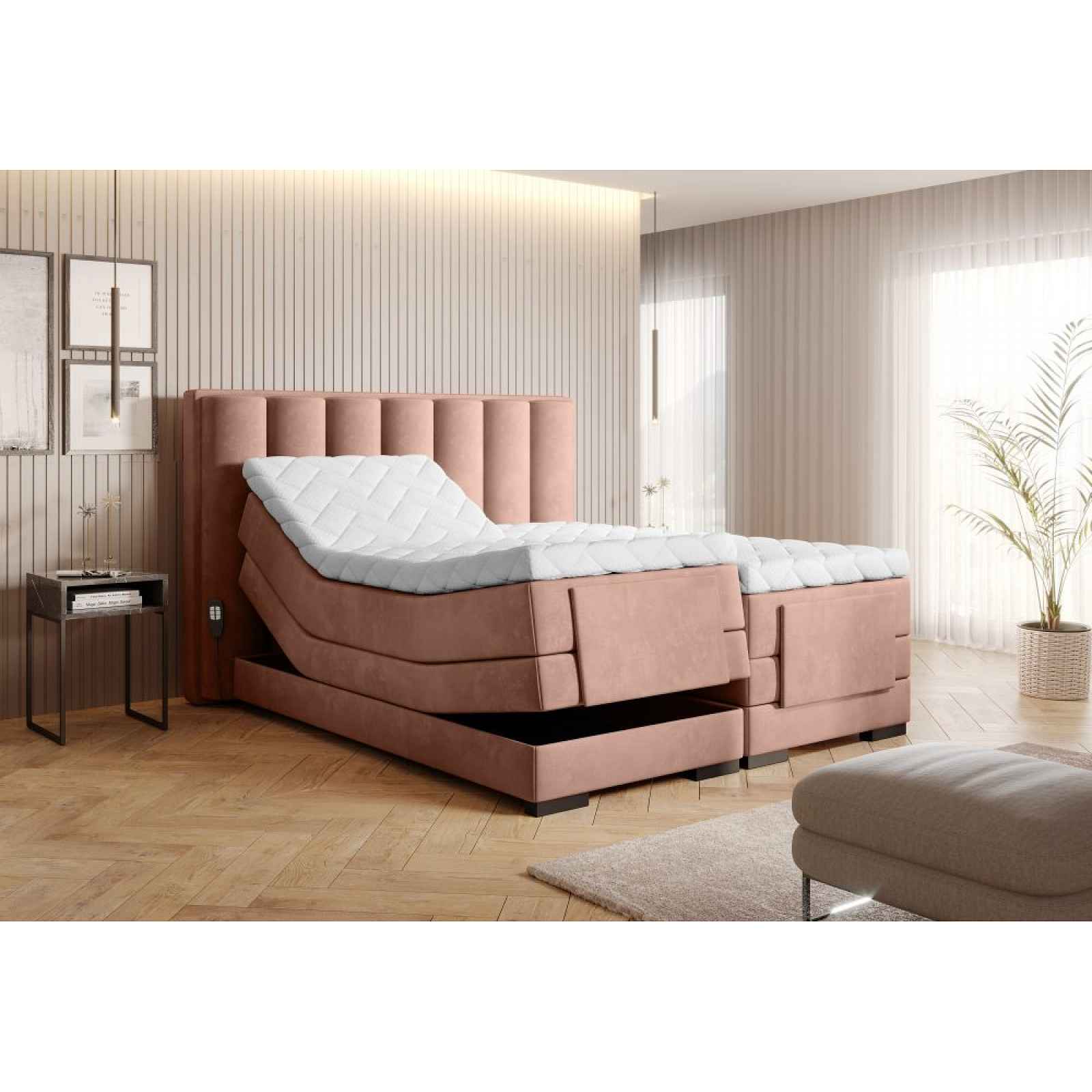 Elektrická polohovací boxspringová postel VERONA Eltap Nube 24 - růžová