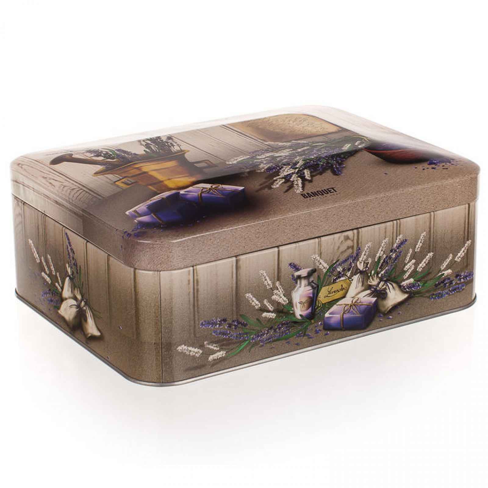 BANQUET Plechovka-box na čaj 200x155x80 mm LAVENDER