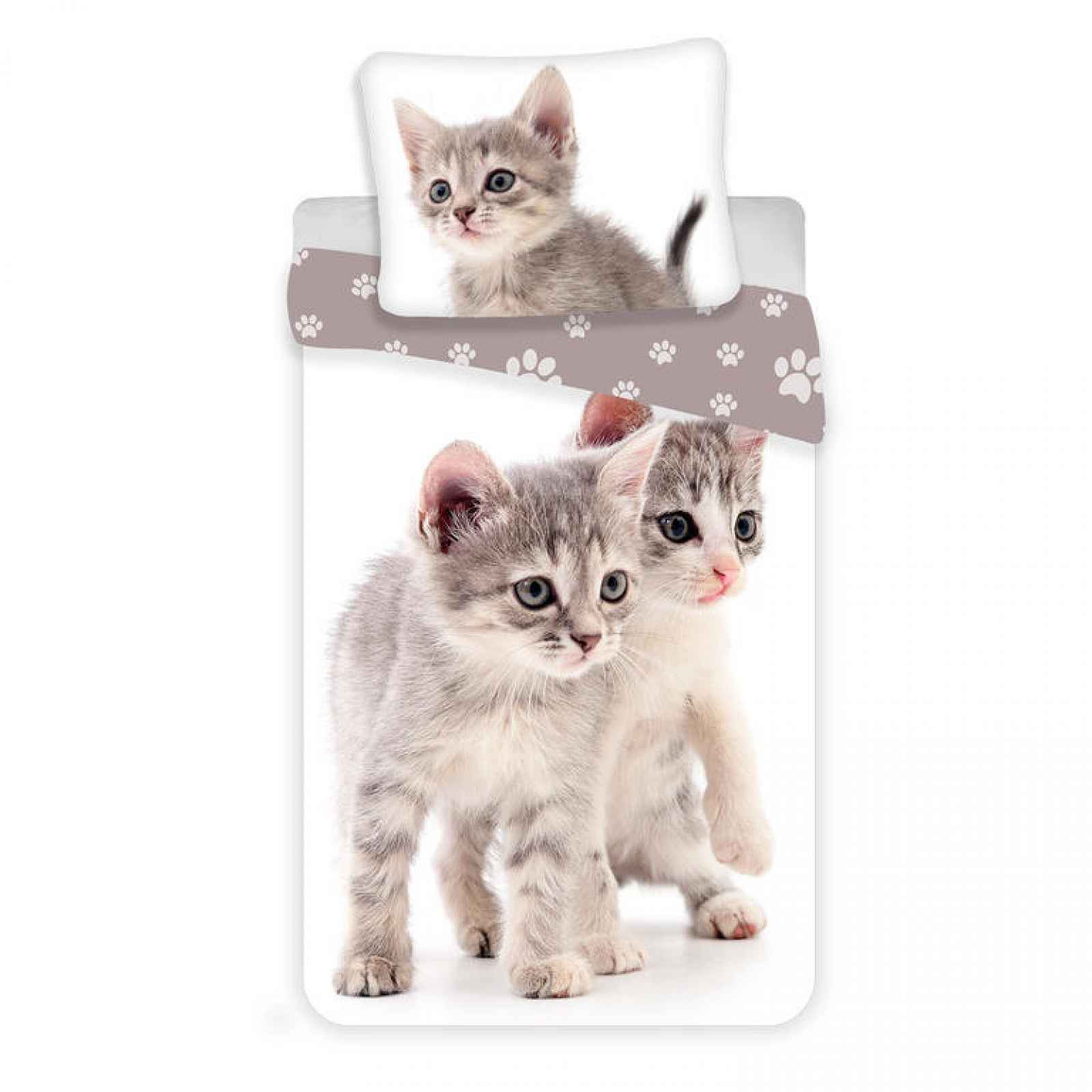 Jerry Fabrics Povlečení fototisk Kitten-kočka grey 140x200, 70x90 cm