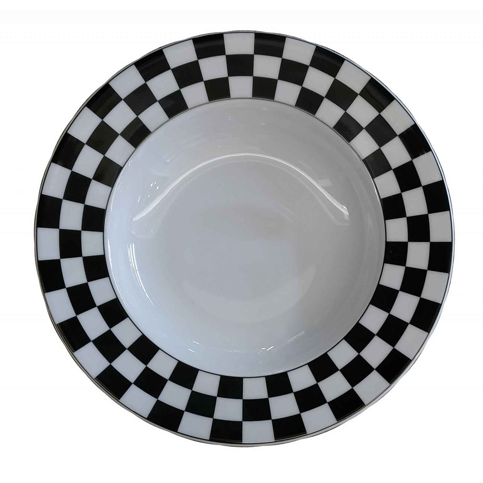 Hluboký talíř ⌀ 22 cm Basic Karos, černo-bílá šachovnice