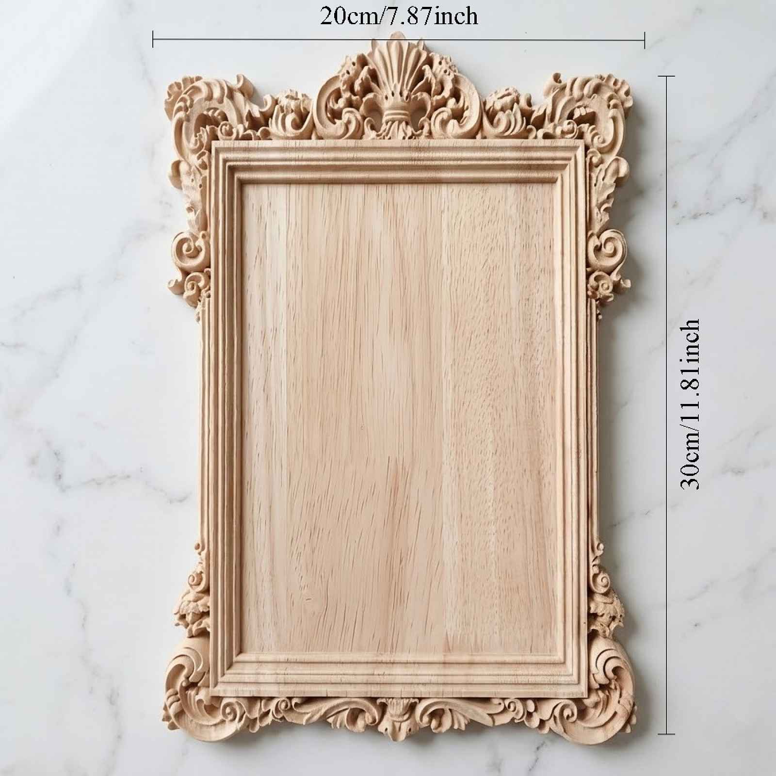 TEMU 1 ks Vintage dřevěný vyřezávaný fotorámeček, neopracovaná dřevěná nástěnná dekorace, nadčasový design vyřezávání, dřevěný fotorámeček