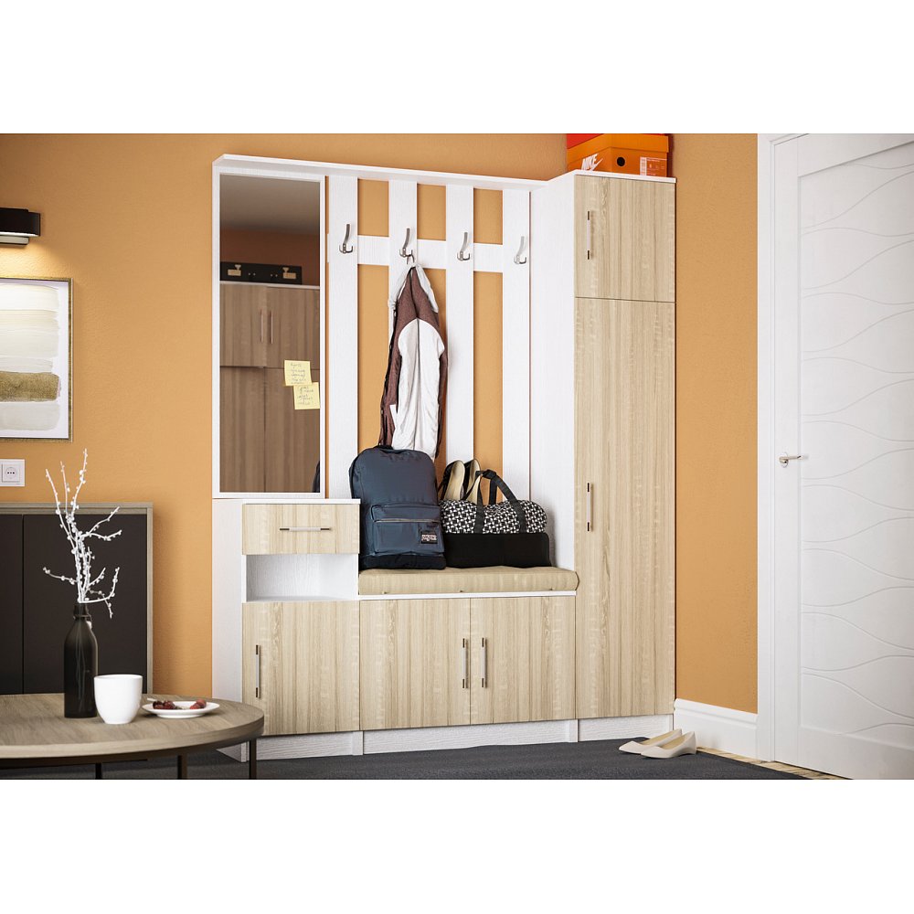 Předsíňová stěna MÁŠENKA, bílá/dub sonoma