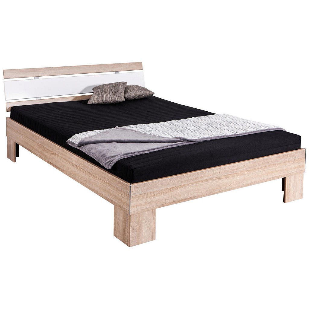 Carryhome Futonová Postel, 140/200 Cm, Kompozitní Dřevo, Bílá, Barvy Dubu - Manželské postele - 002522021701
