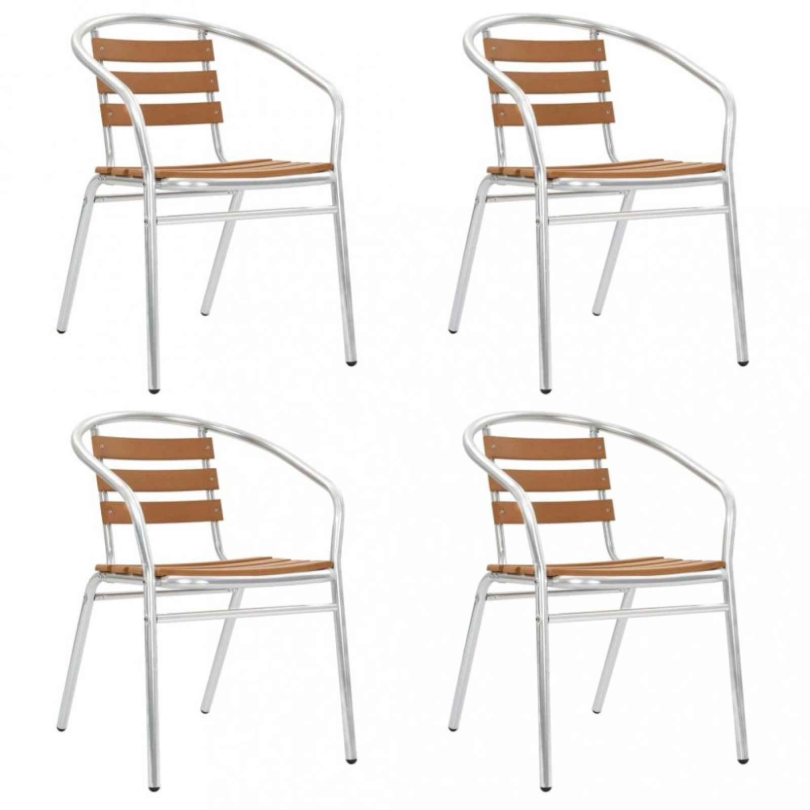 Stohovatelné zahradní židle 4 ks stříbrná / hnědá