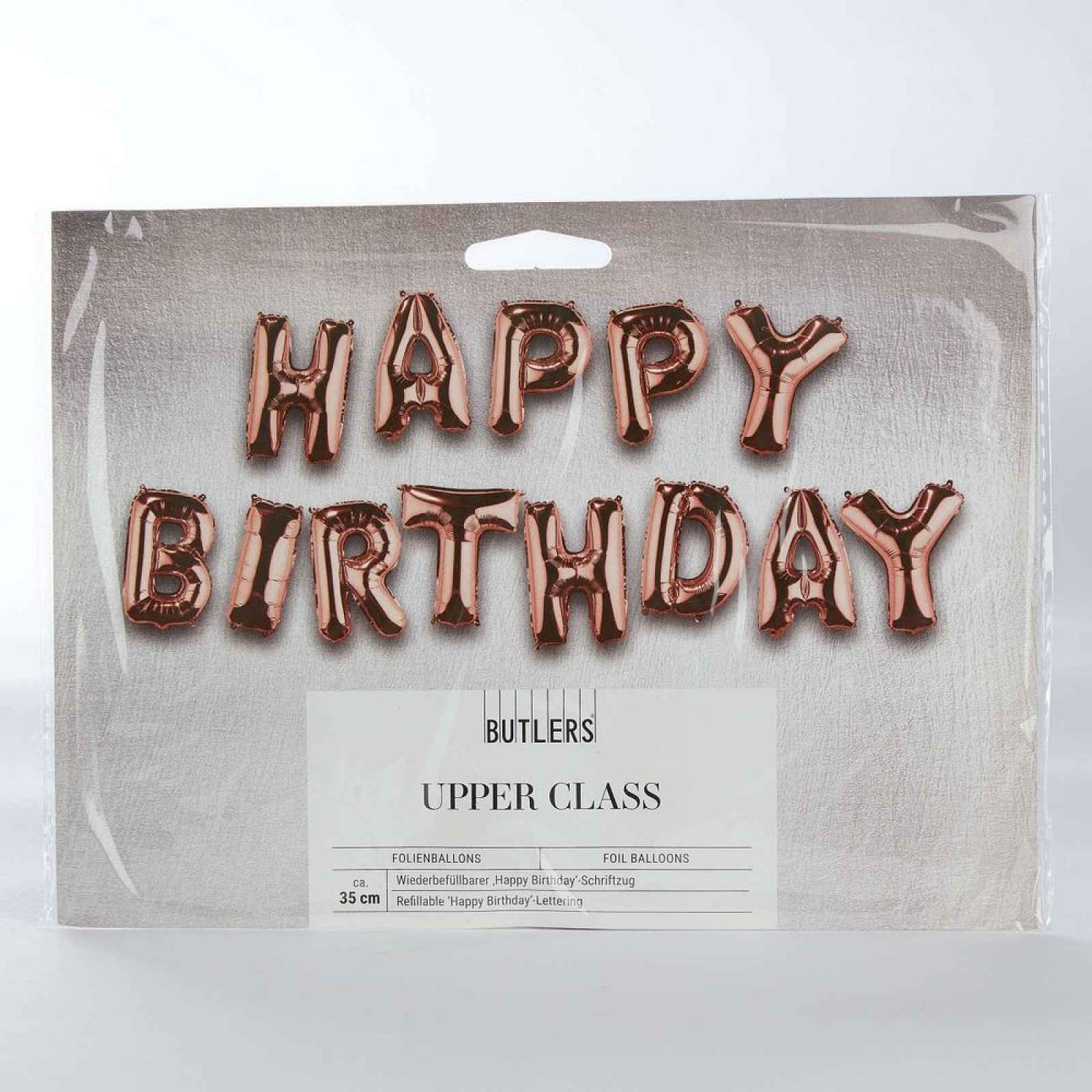 Butlers UPPER CLASS Fóliový balónek "Happy Birthday" - růžová zlatá