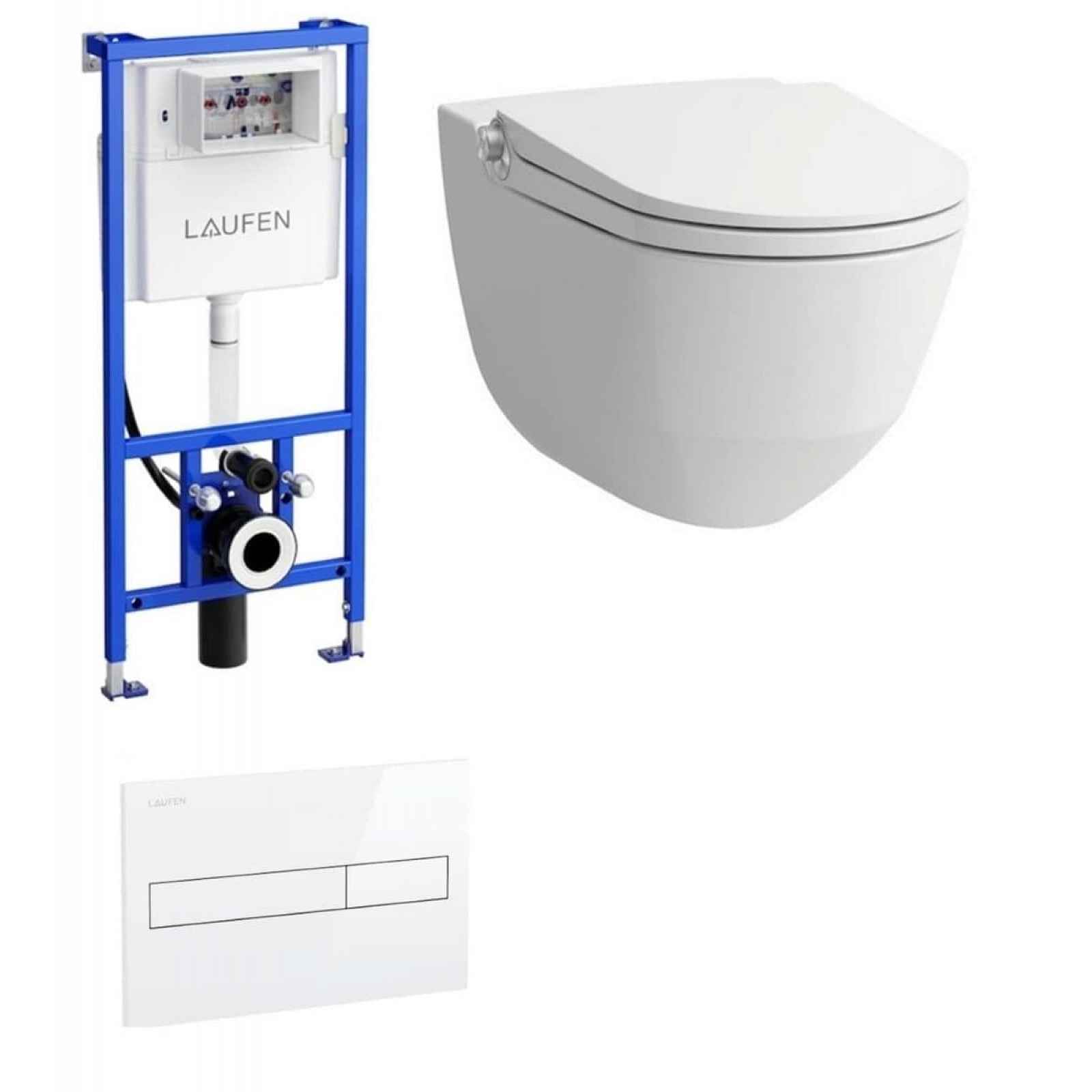 Akční balíček Laufen RIVA závěsné WC + podomítkový modul + WC tlačítko chrom matné + tablet