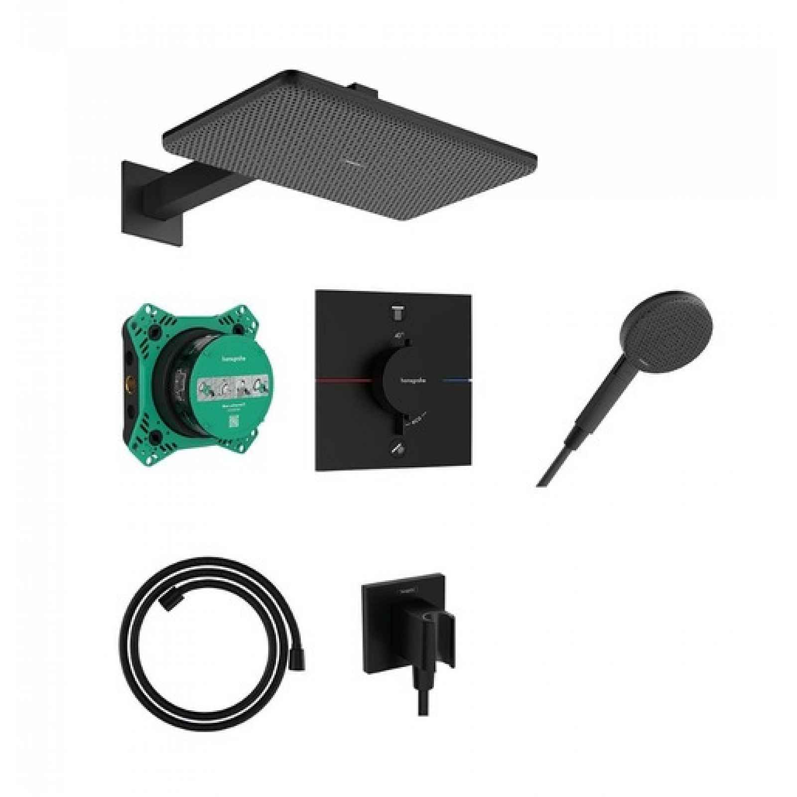 Sprchový systém Hansgrohe Raindance Alive Q s termostatickou baterií matná černá 24620670