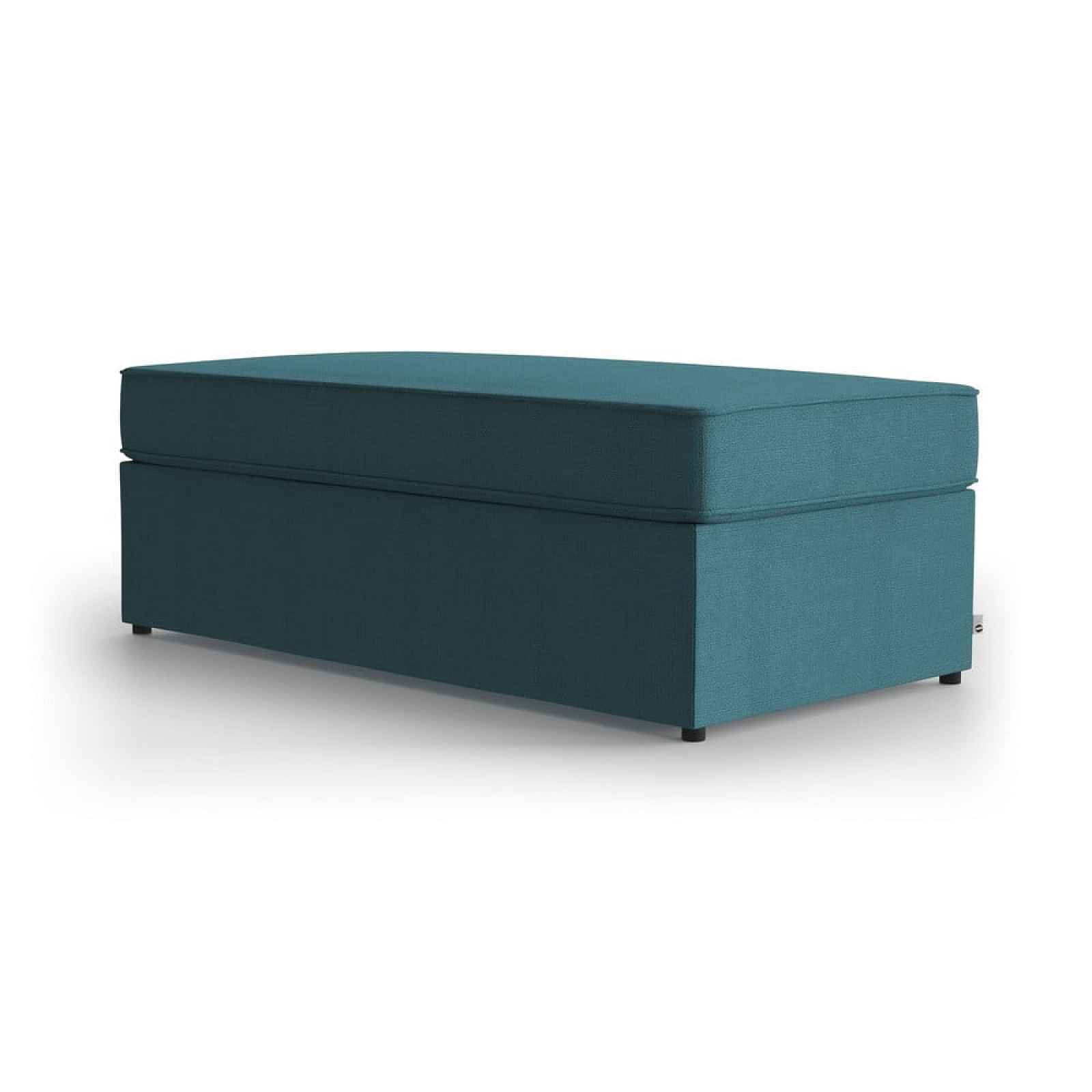 Tyrkysová polstrovaná rozkládací lavice, rozměry rozloženého lůžka: 120x190 cm
