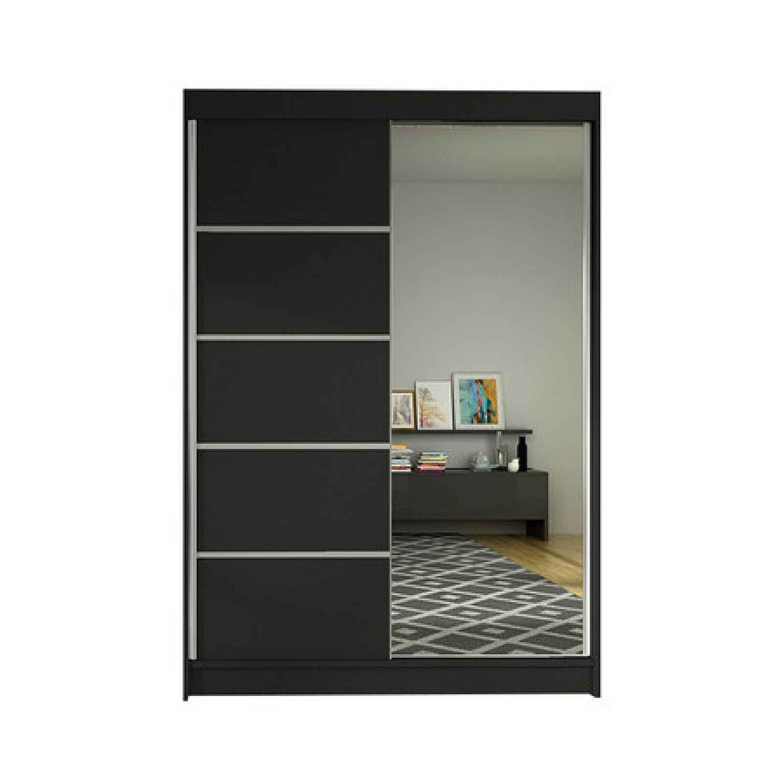 Šatní skříň LINO III šířka 120 cm -  černá