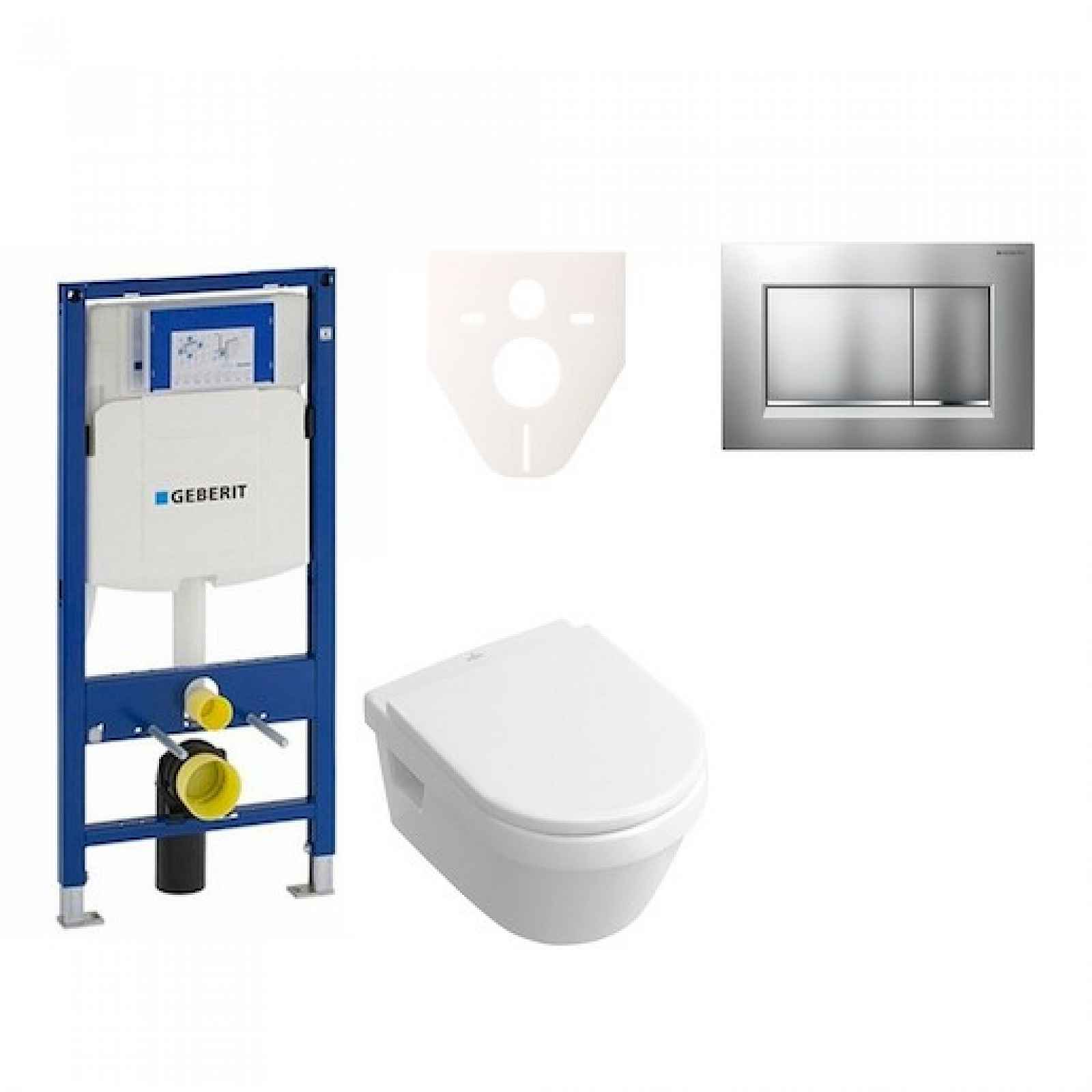 Závěsný set WC Villeroy & Boch Omnia Architectura + modul Geberit Duofix s tlačítkem Sigma 30 (chrom mat/lesk) 111.300.00.5 NB7